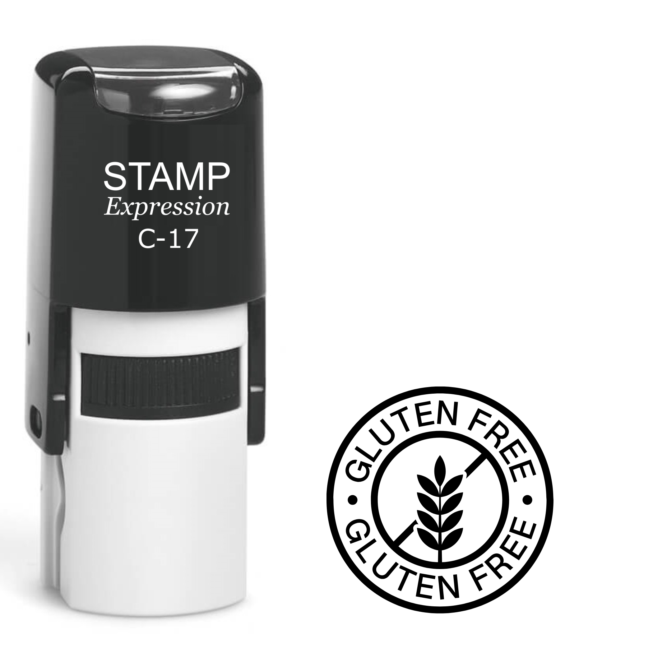 Gluten-free circle with wheat crossed out Self Inking Rubber Stamp (SH-63320)
