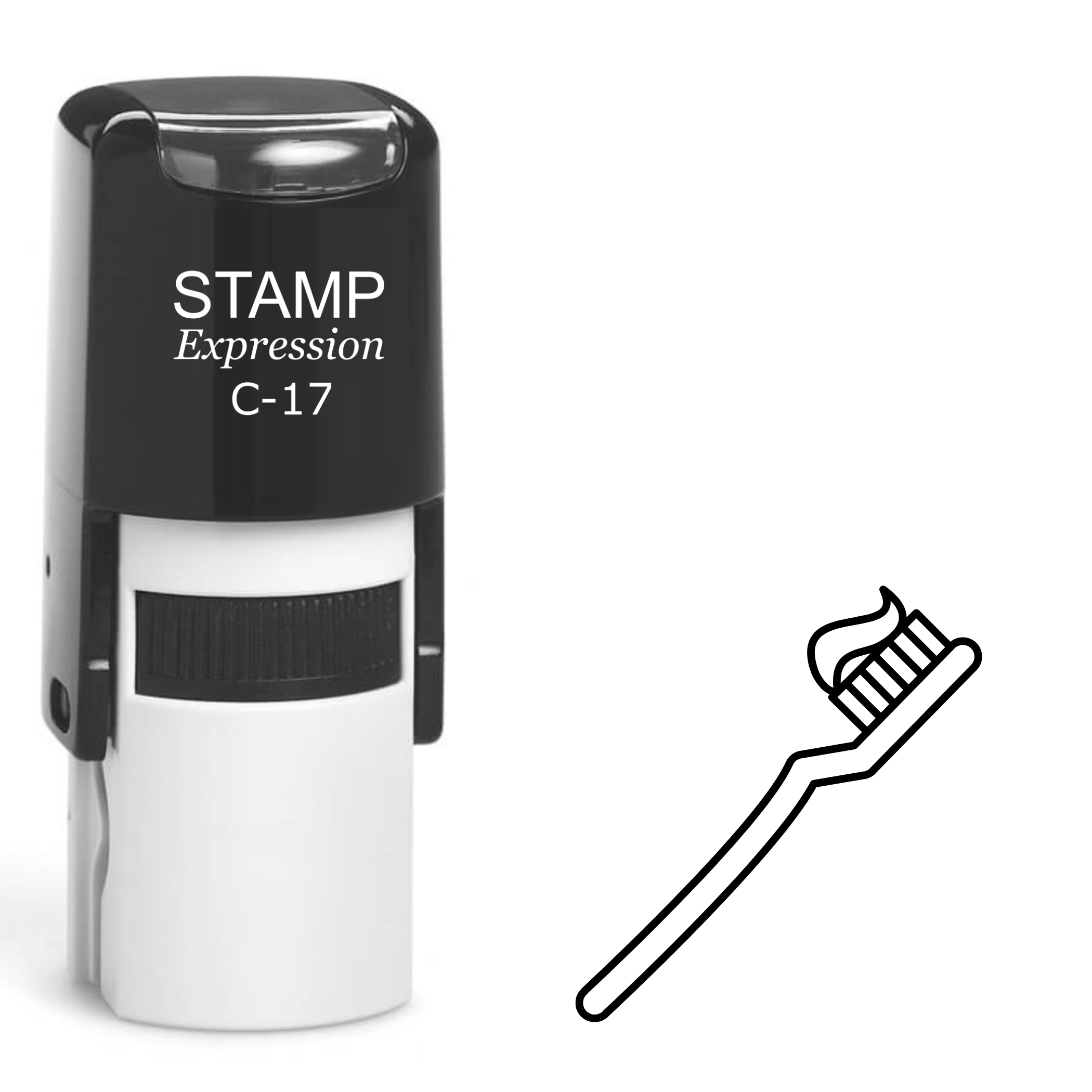 Toothbrush with toothpaste outline Self Inking Rubber Stamp (SH-63349)