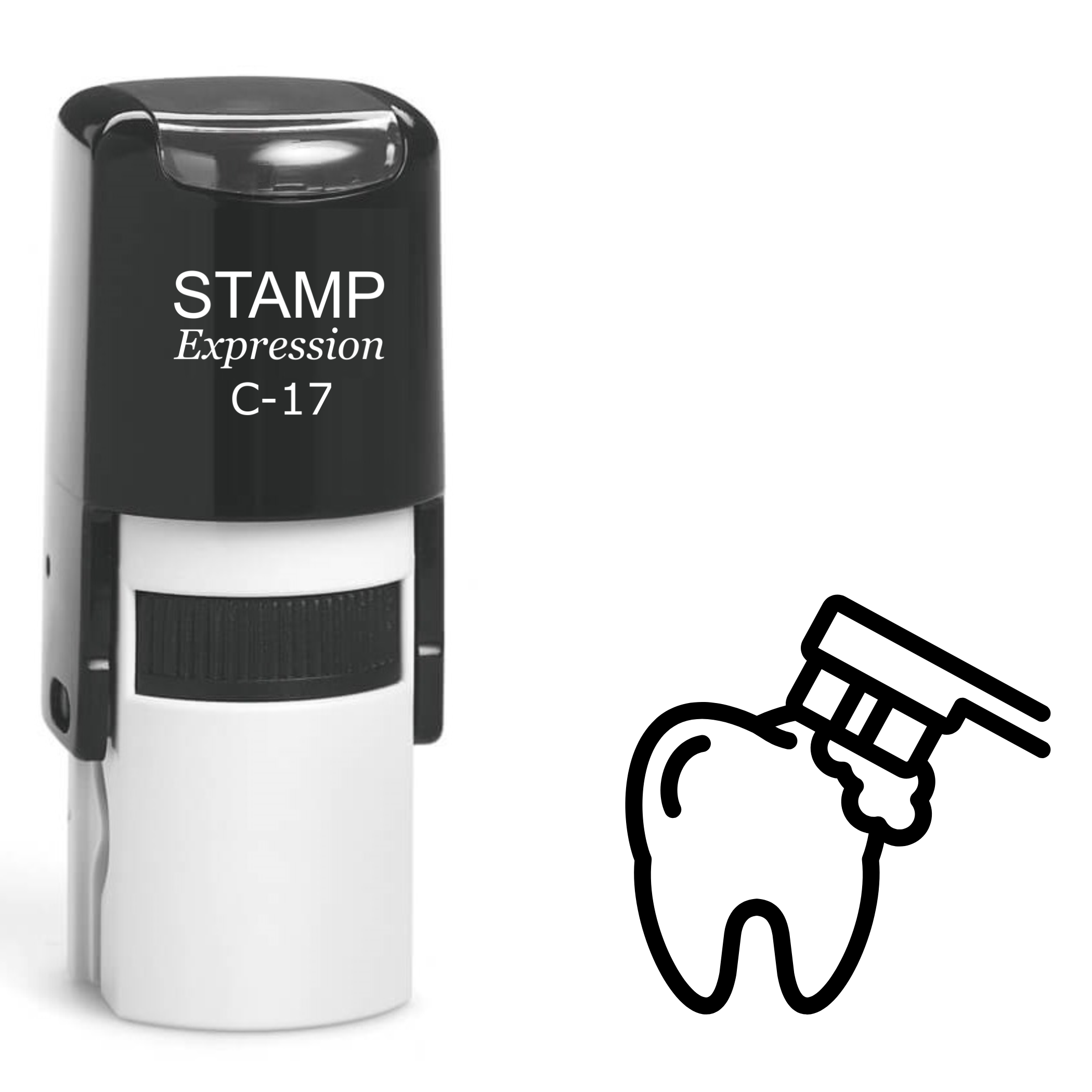 Tooth outline with toothbrush Self Inking Rubber Stamp (SH-63351)