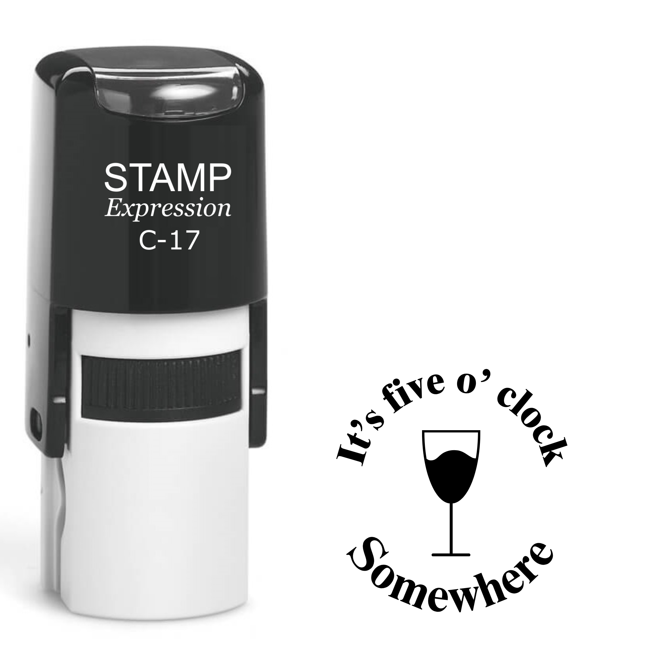It’s 5 o’clock somewhere with wine glass Self Inking Rubber Stamp (SH-63387)