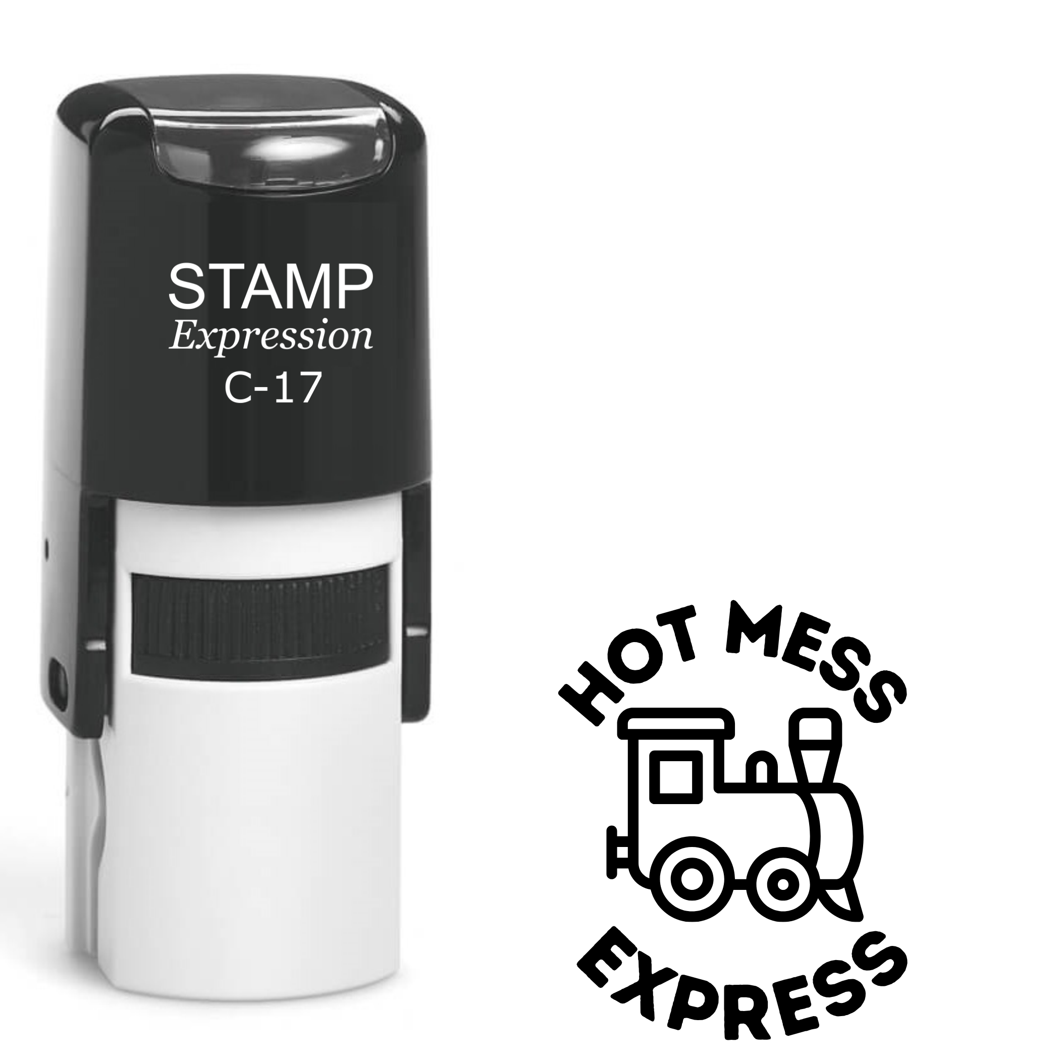Hot mess express with choo-choo train outline Self Inking Rubber Stamp (SH-63395)