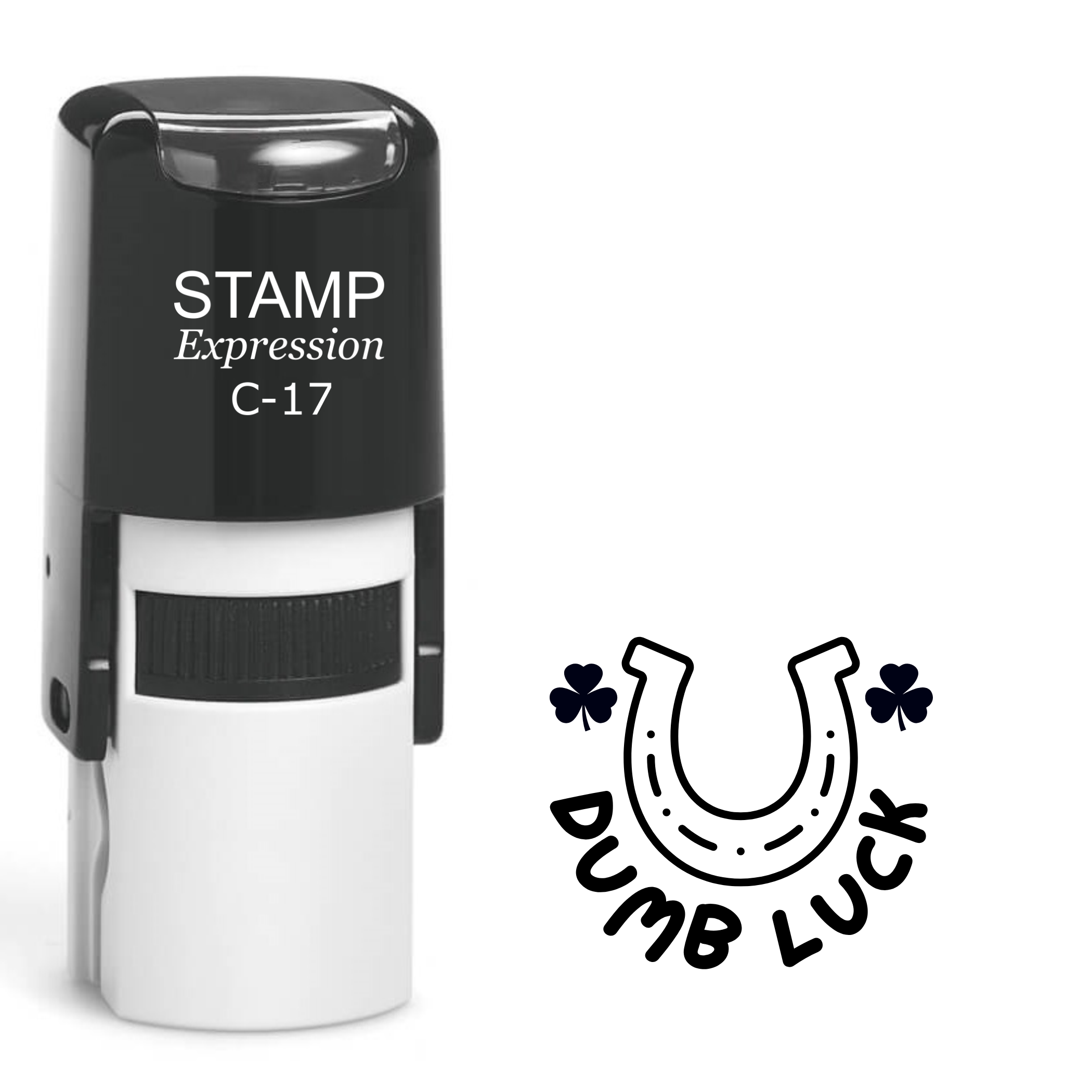 Dumb luck horseshoe and shamrock Self Inking Rubber Stamp (SH-63427)