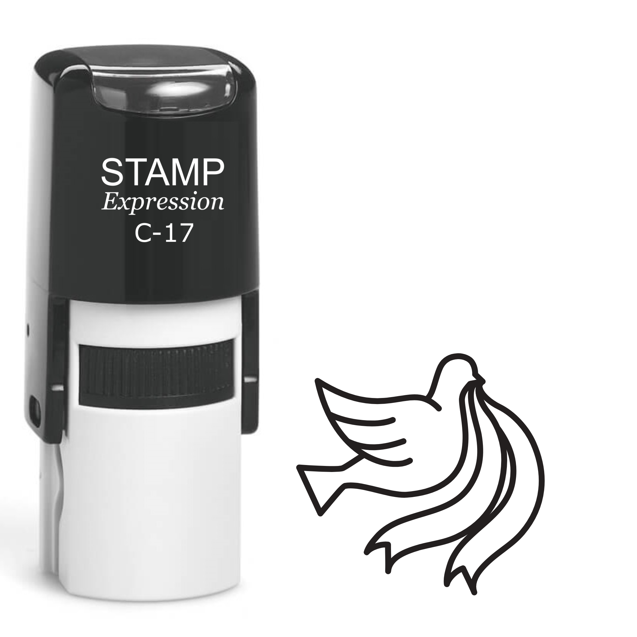 Dove outline with ribbon Self Inking Rubber Stamp (SH-63477)