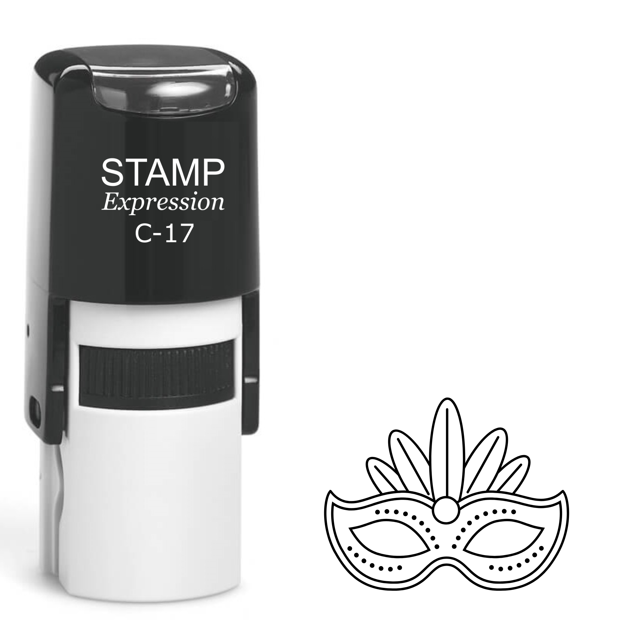 Mardi Gras mask with feathers outline Self Inking Rubber Stamp (SH-63481)