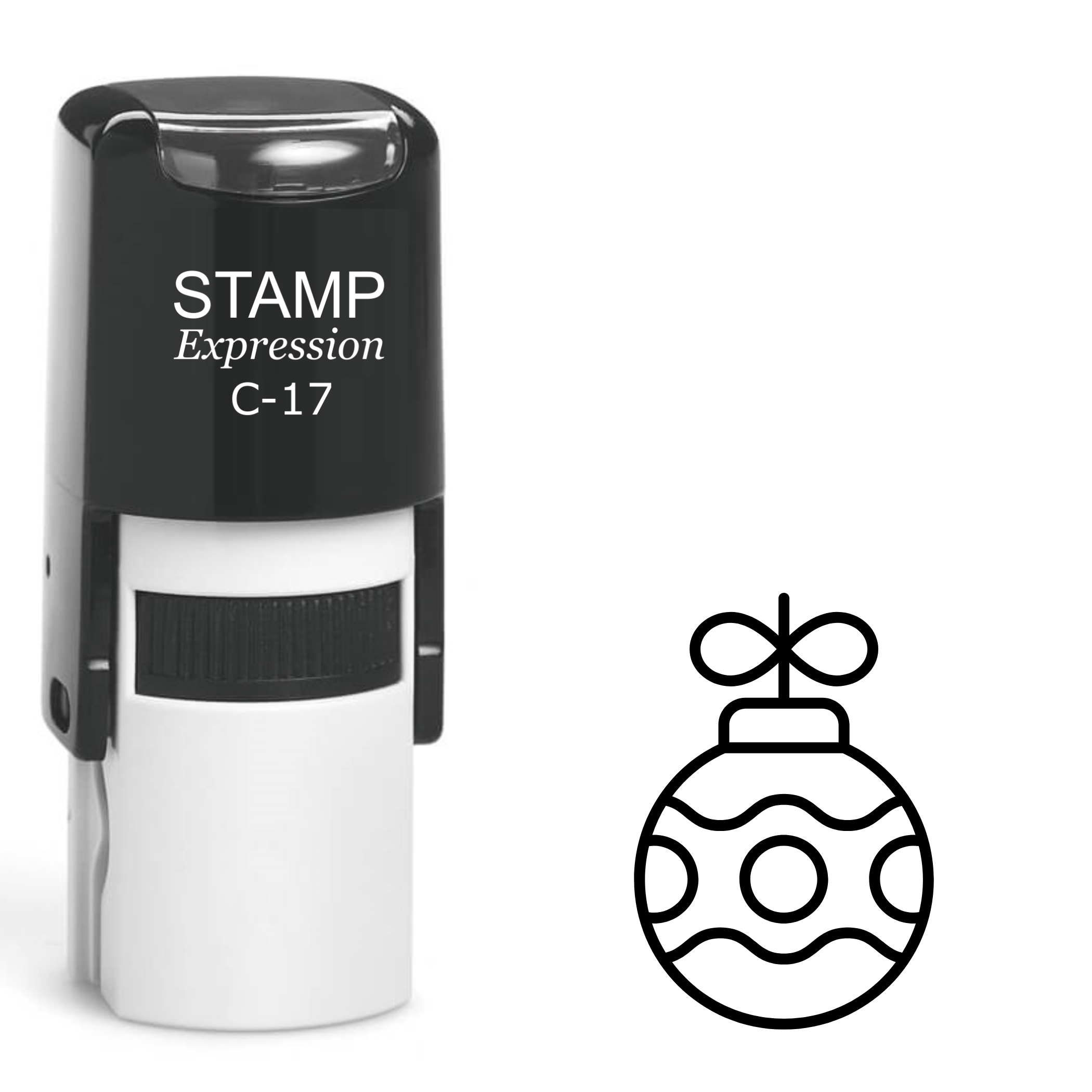 Christmas ornament outline with bow on top Self Inking Rubber Stamp (SH-63482)