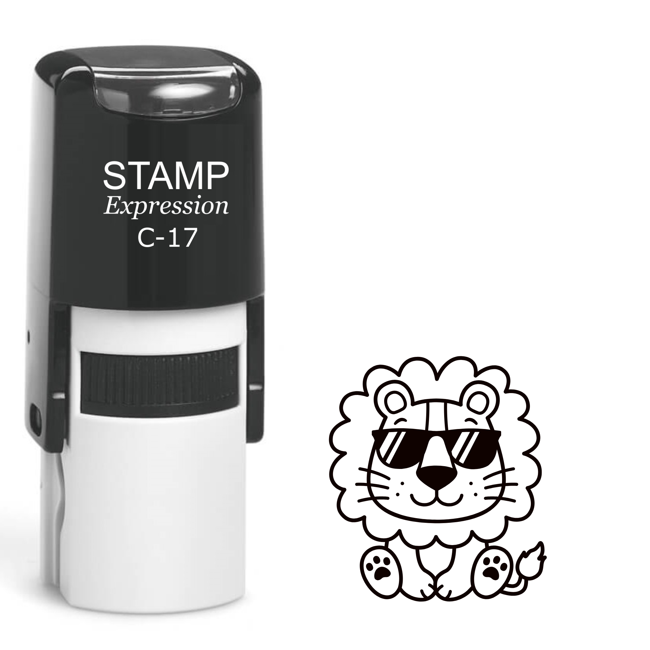 Cute sitting baby lion wearing sunglasses Self Inking Rubber Stamp (SH-63489)