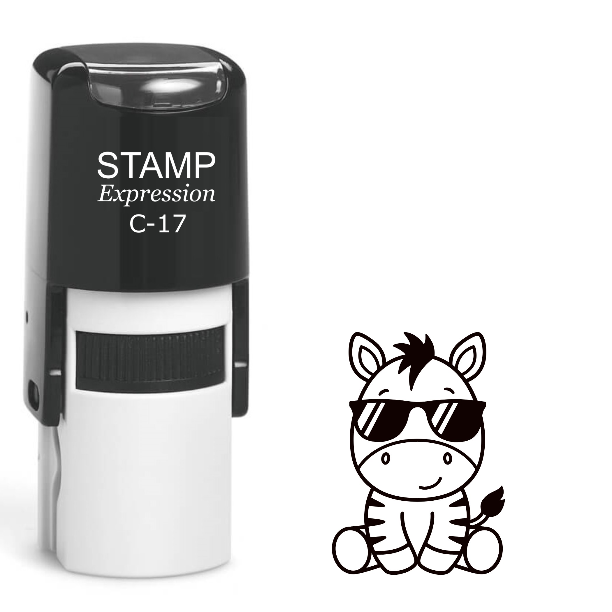 Cute sitting baby zebra wearing sunglasses Self Inking Rubber Stamp (SH-63490)