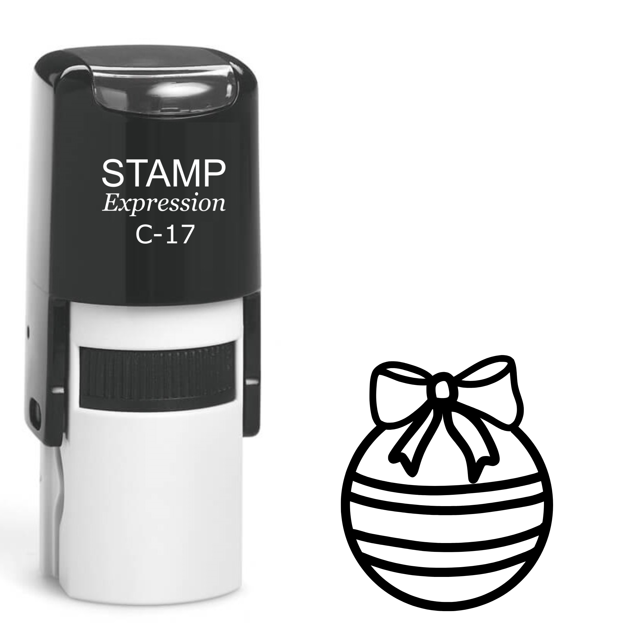 Christmas ornament outline with large bow Self Inking Rubber Stamp (SH-63493)