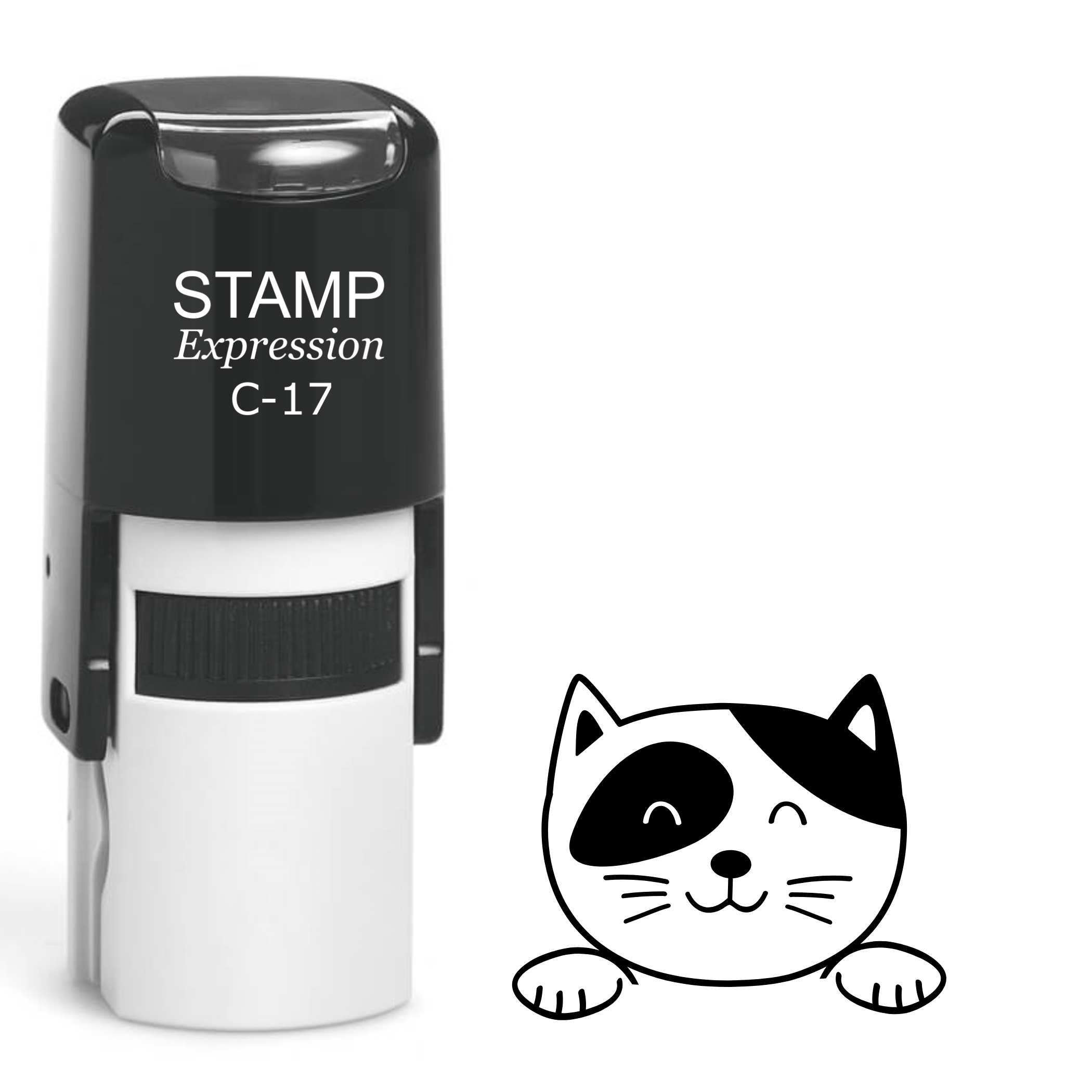 Black and white cat hat Self Inking Rubber Stamp (SH-63496)