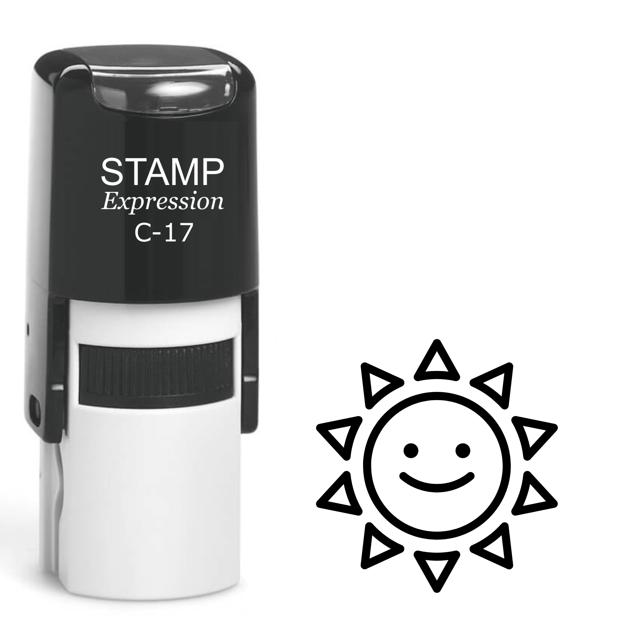 Smiley face sun outline Self Inking Rubber Stamp (SH-63503)