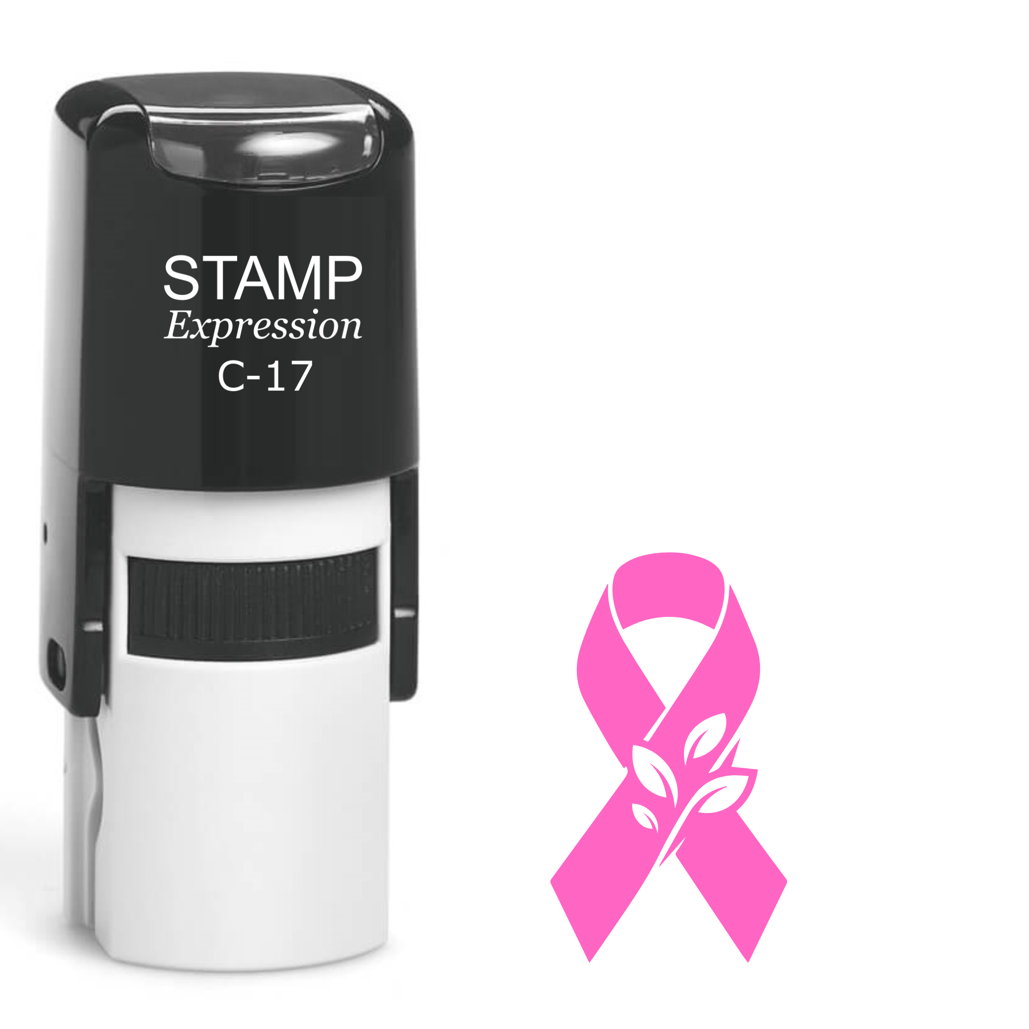 Breast cancer ribbon with leaves Self Inking Rubber Stamp (SH-63506)
