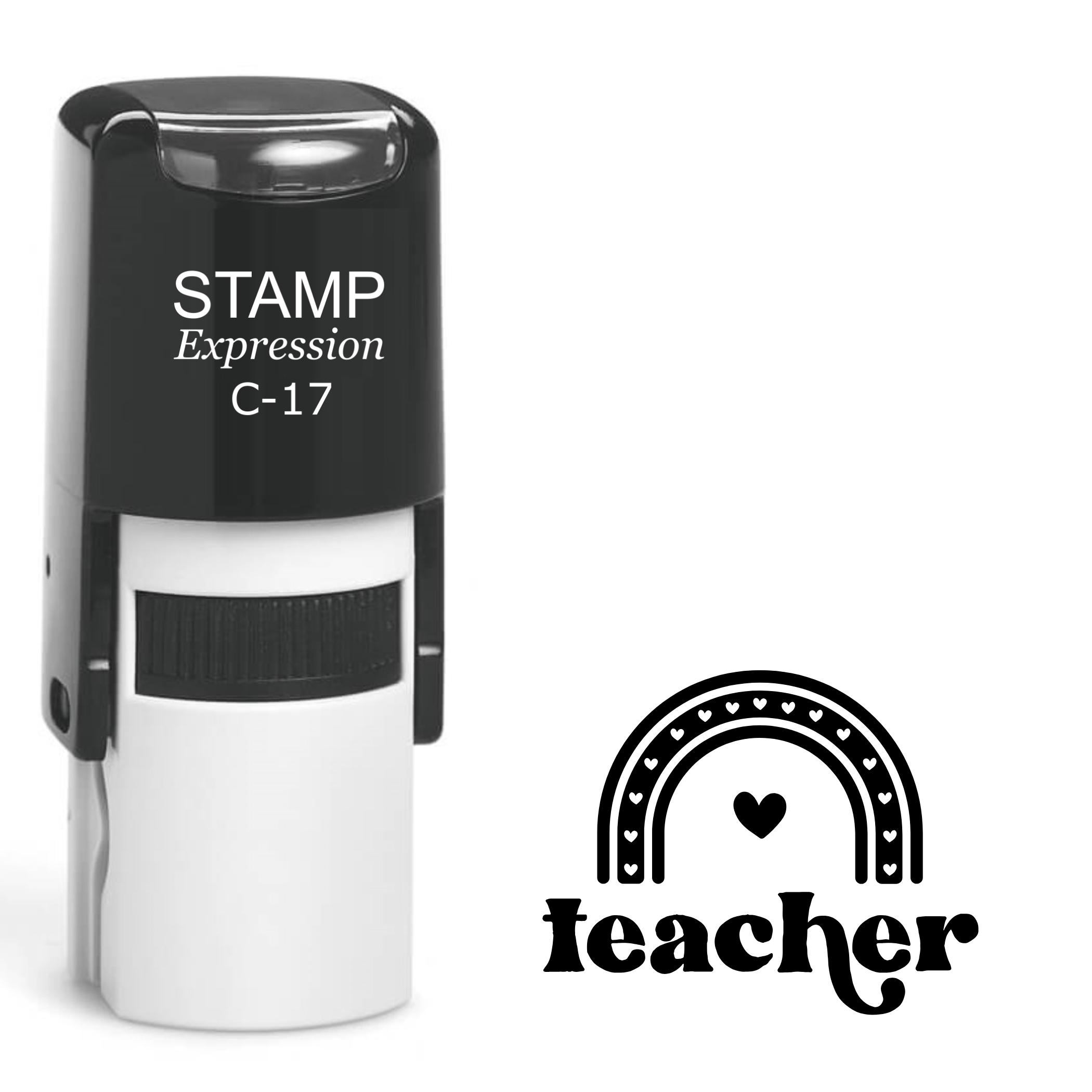 Teacher with rainbow and heart Self Inking Rubber Stamp (SH-63510)