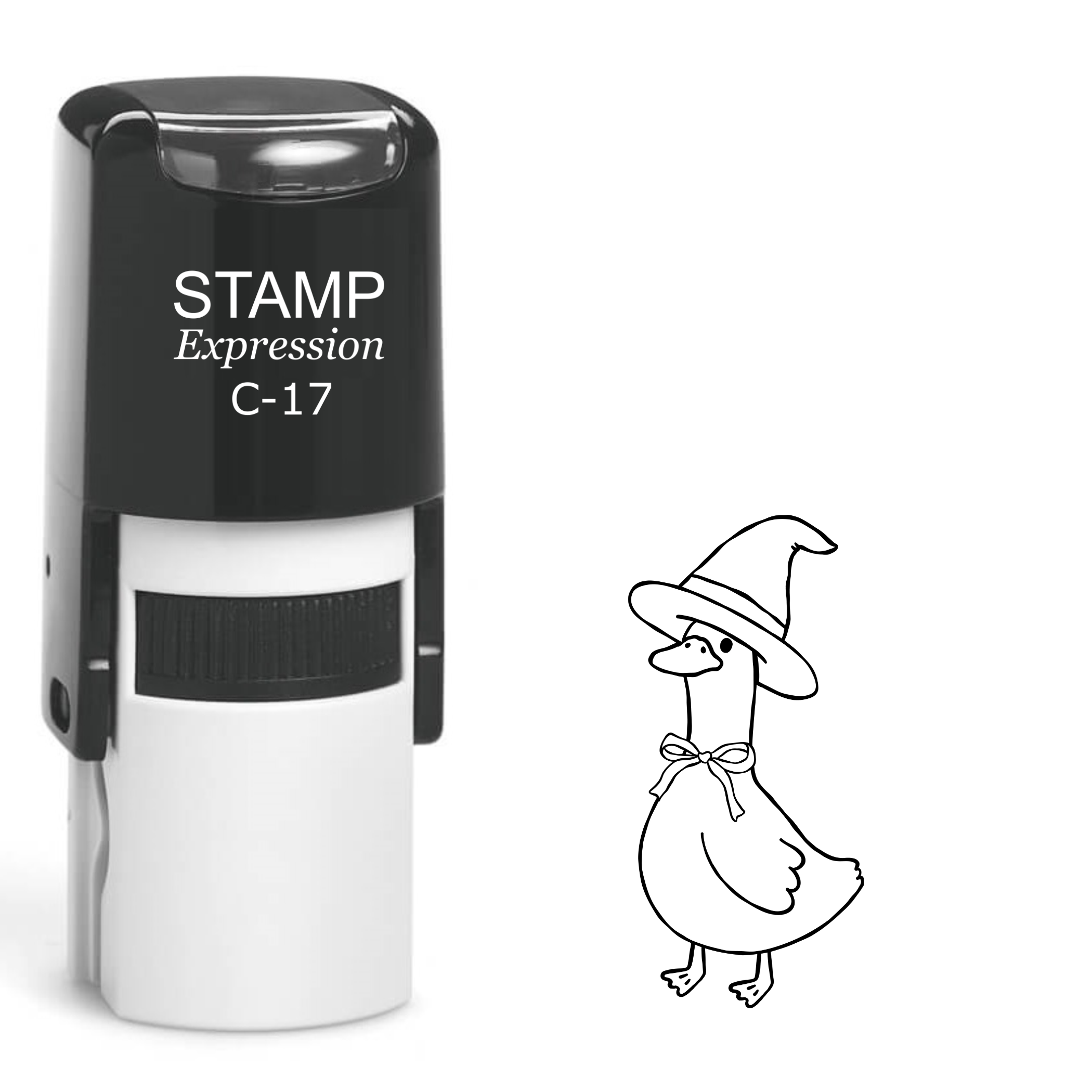 Halloween silly goose wearing large witch hat Self Inking Rubber Stamp (SH-63514)