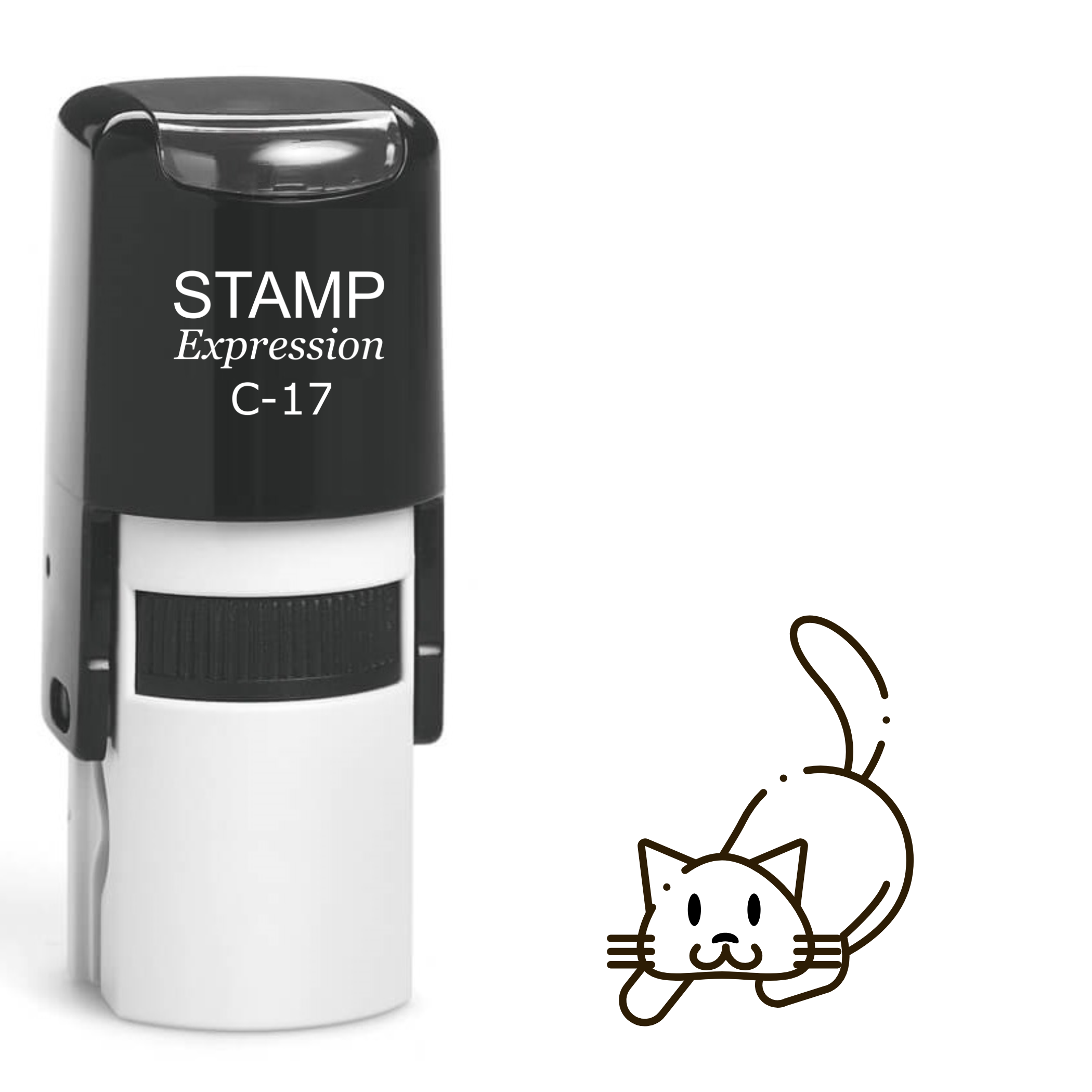 Cartoonish playful cat outline Self Inking Rubber Stamp (SH-63519)