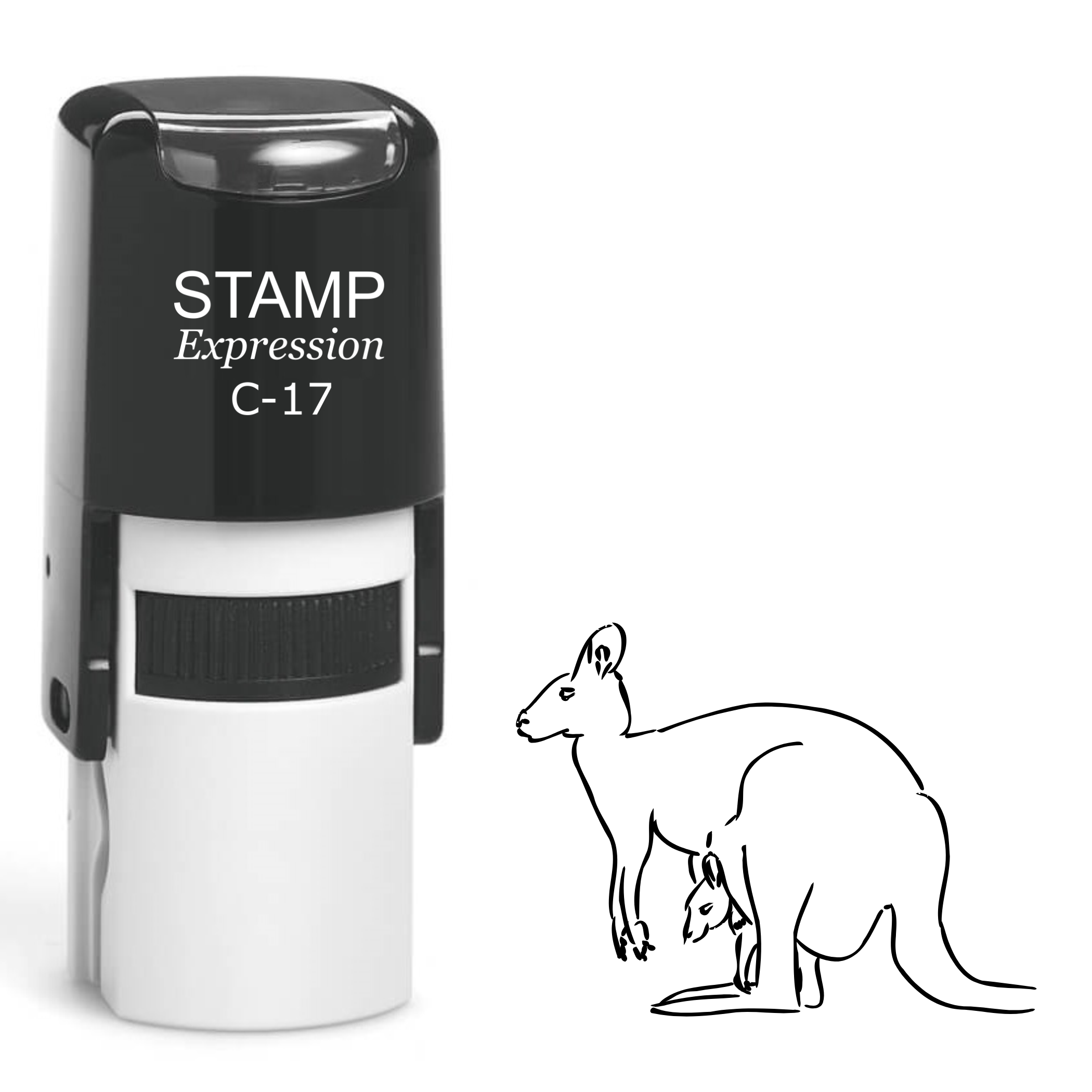 Kangaroo with baby outline Self Inking Rubber Stamp (SH-63520)