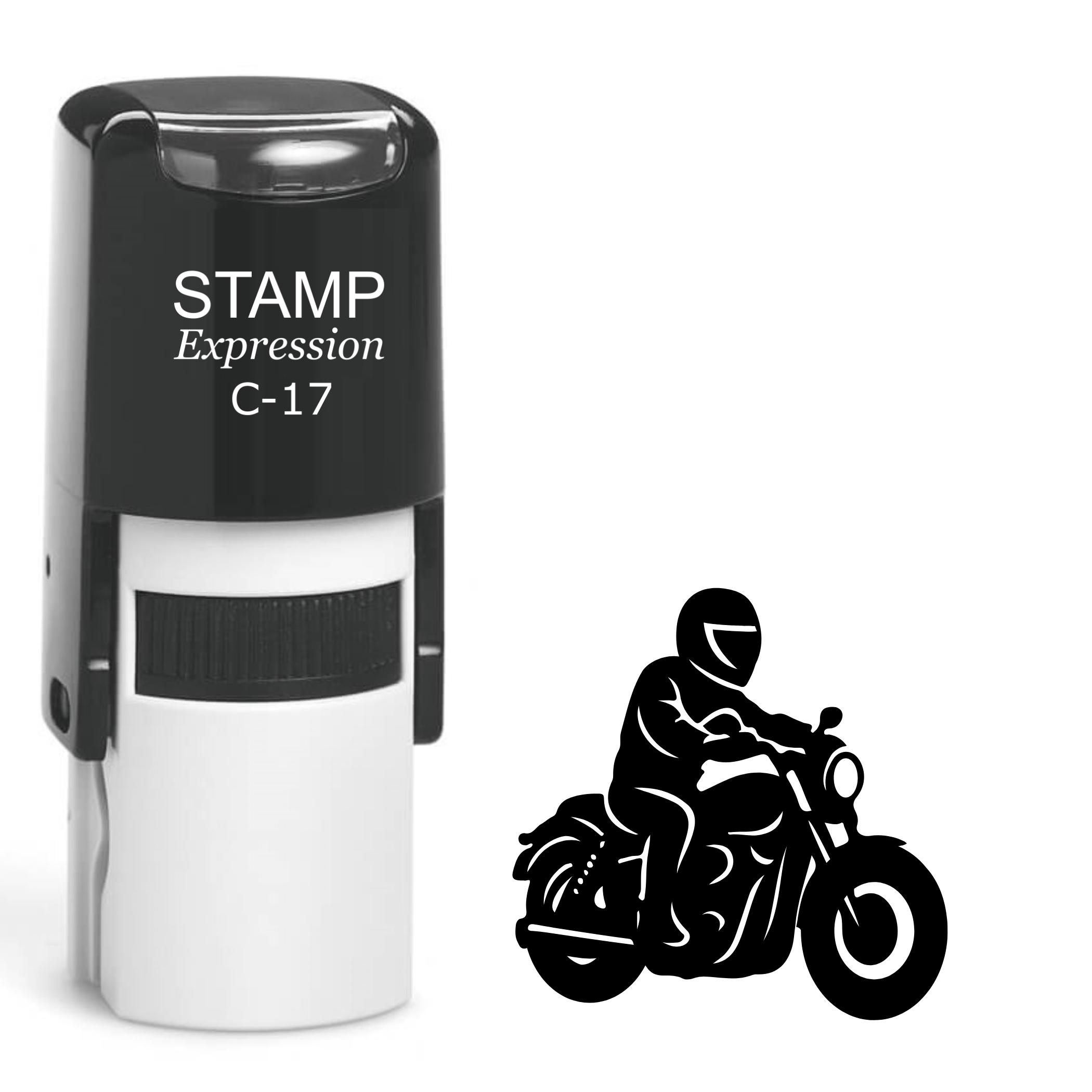Biker on the motorcycle profile Self Inking Rubber Stamp (SH-63541)