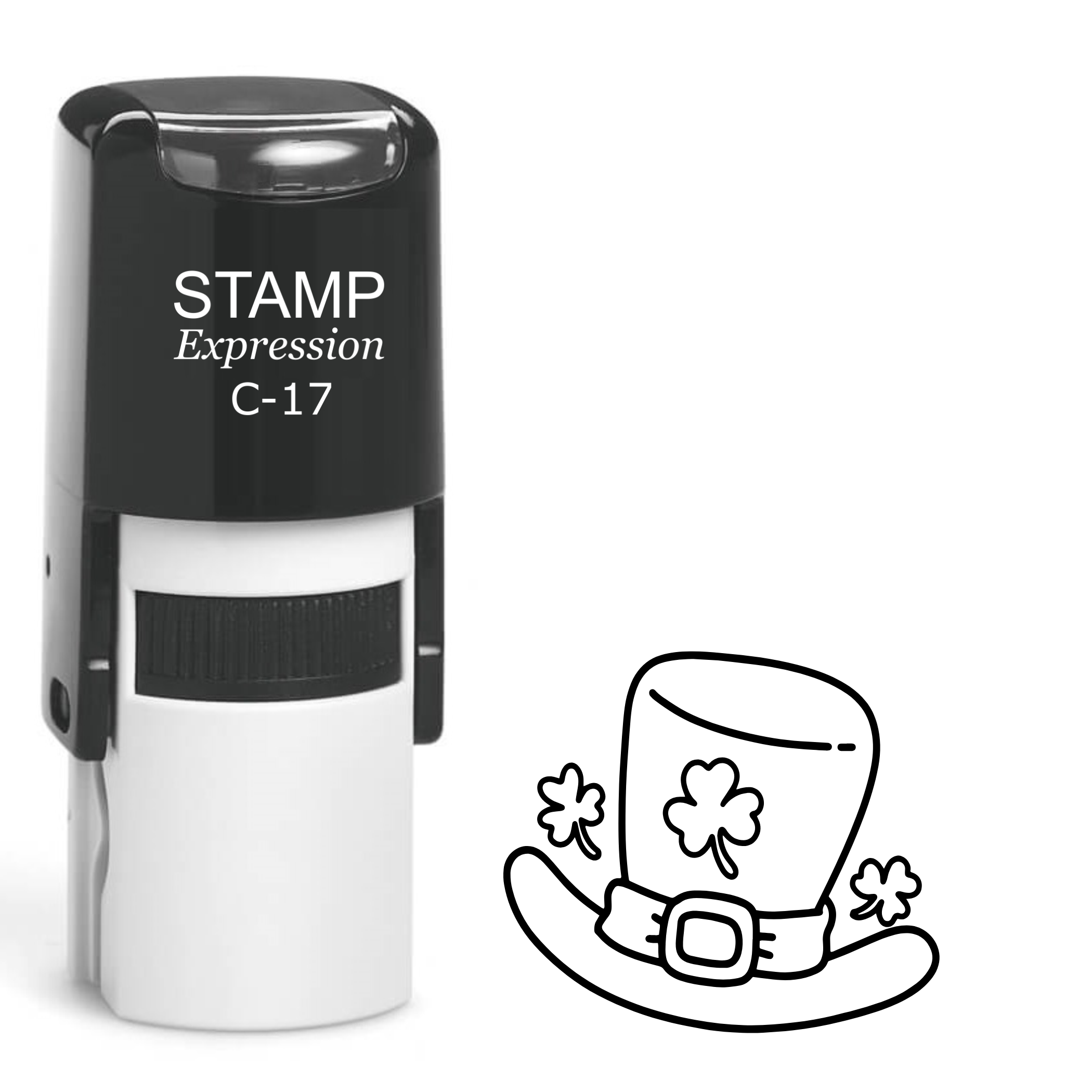 St. Patrick’s hat with 3 shamrocks outline Self Inking Rubber Stamp (SH-63546)