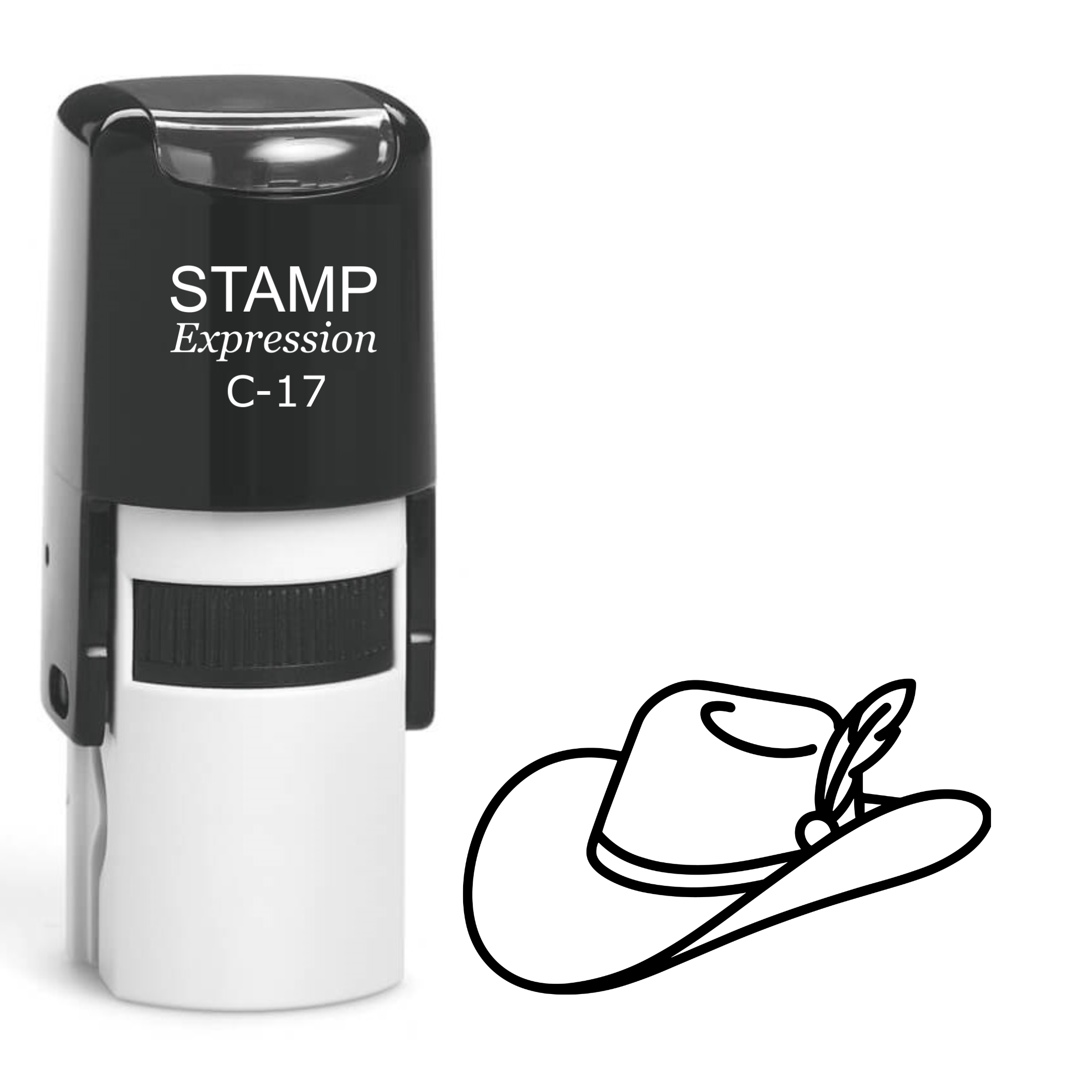 Cowboy hat outline with feather Self Inking Rubber Stamp (SH-63555)