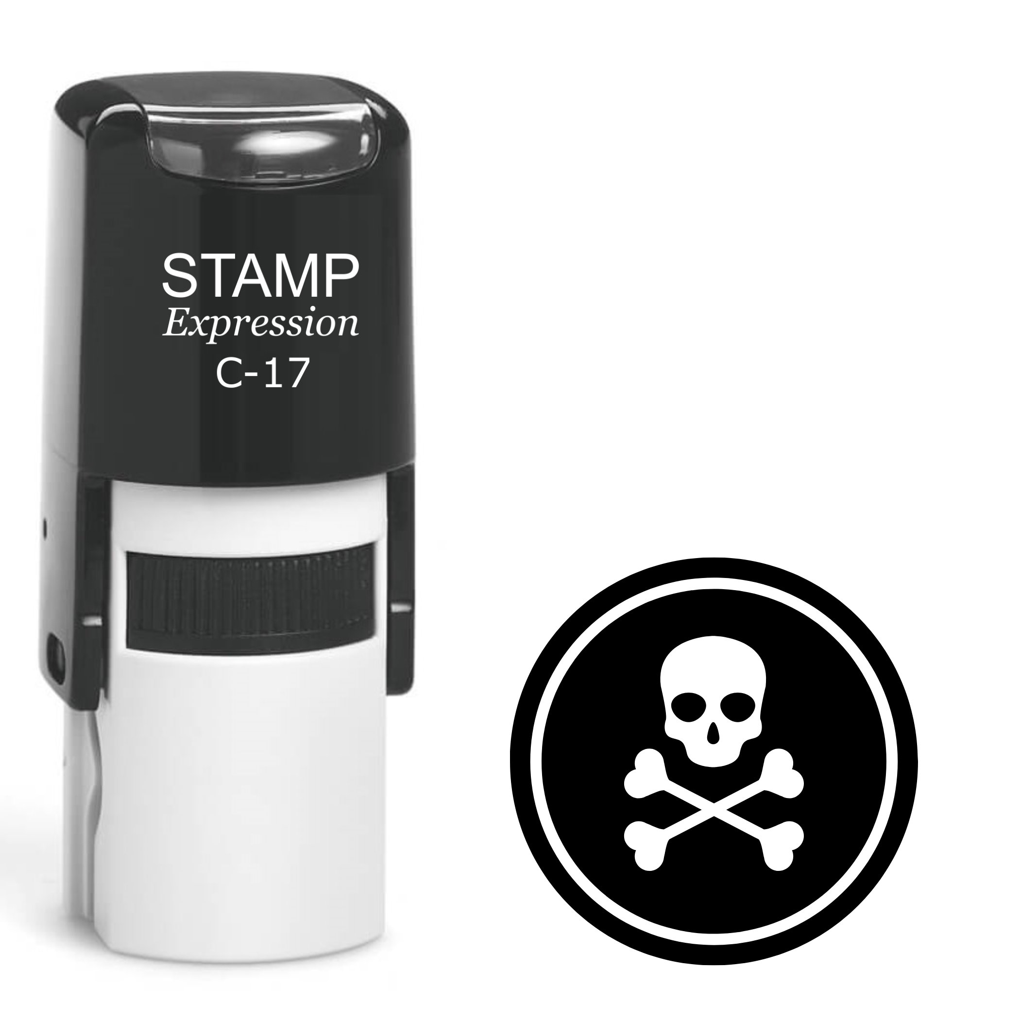 Pirate crossbones and skull in the circle Self Inking Rubber Stamp (SH-63564)