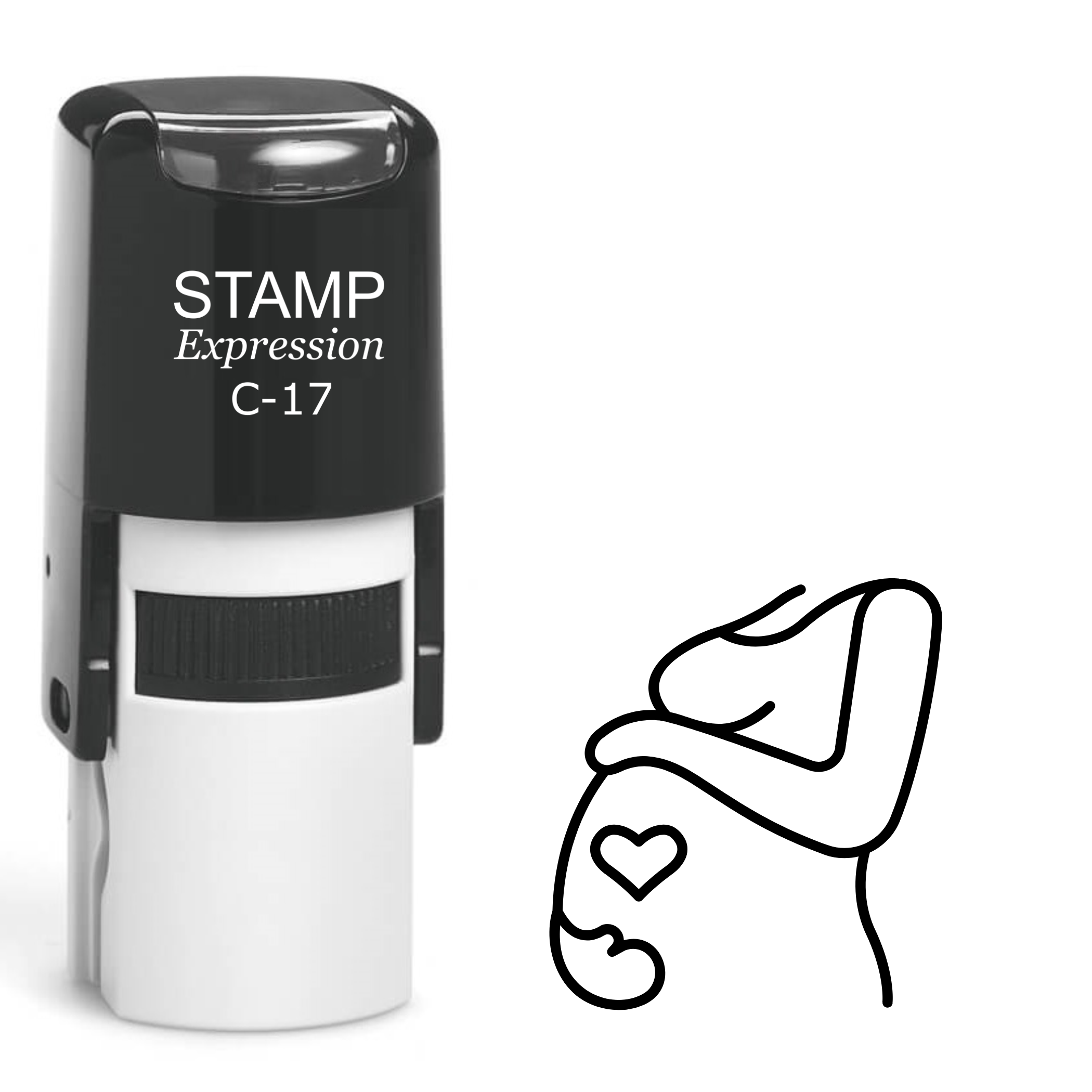 Future mom outline with hearts Self Inking Rubber Stamp (SH-63580)