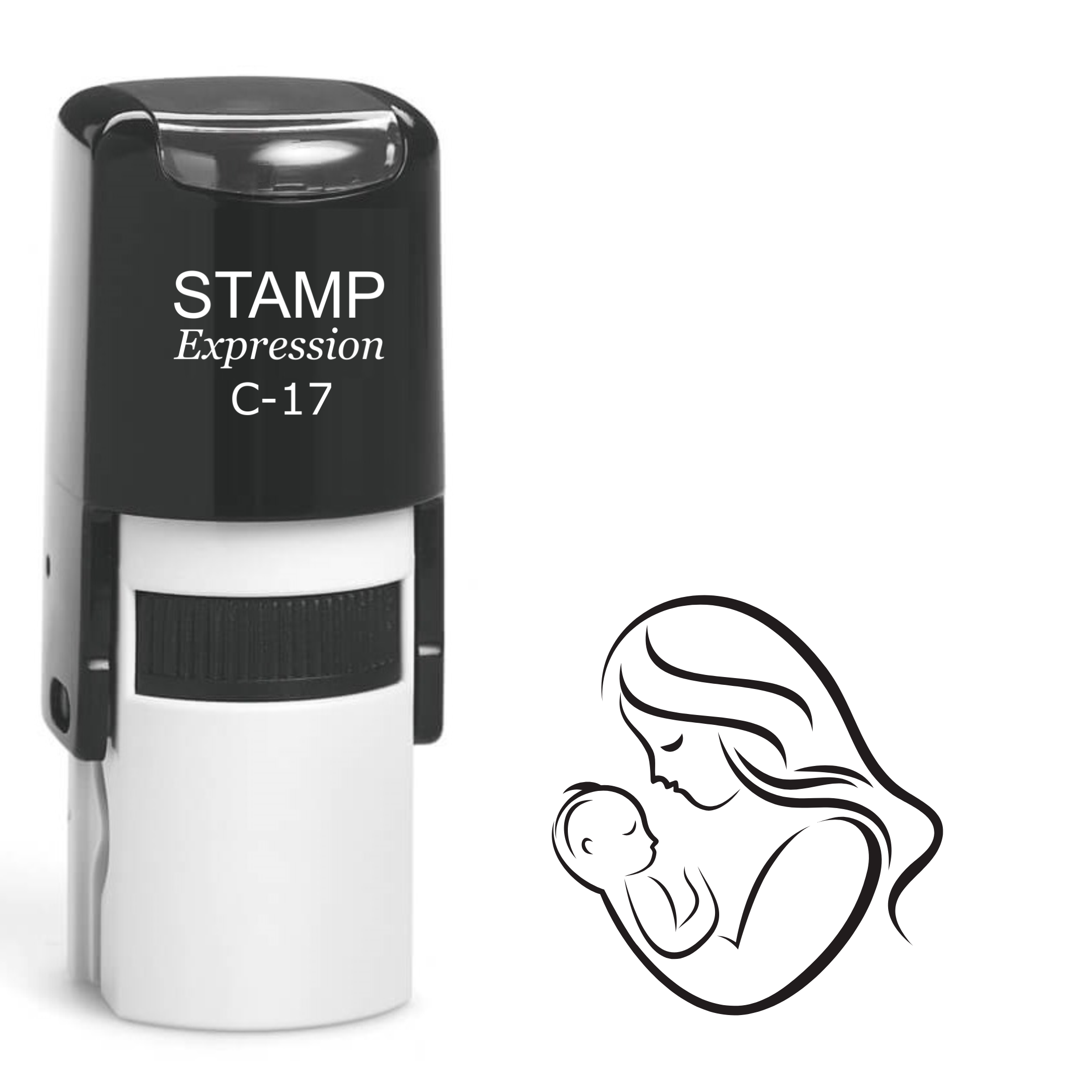 Mother and baby outline Self Inking Rubber Stamp (SH-63581)