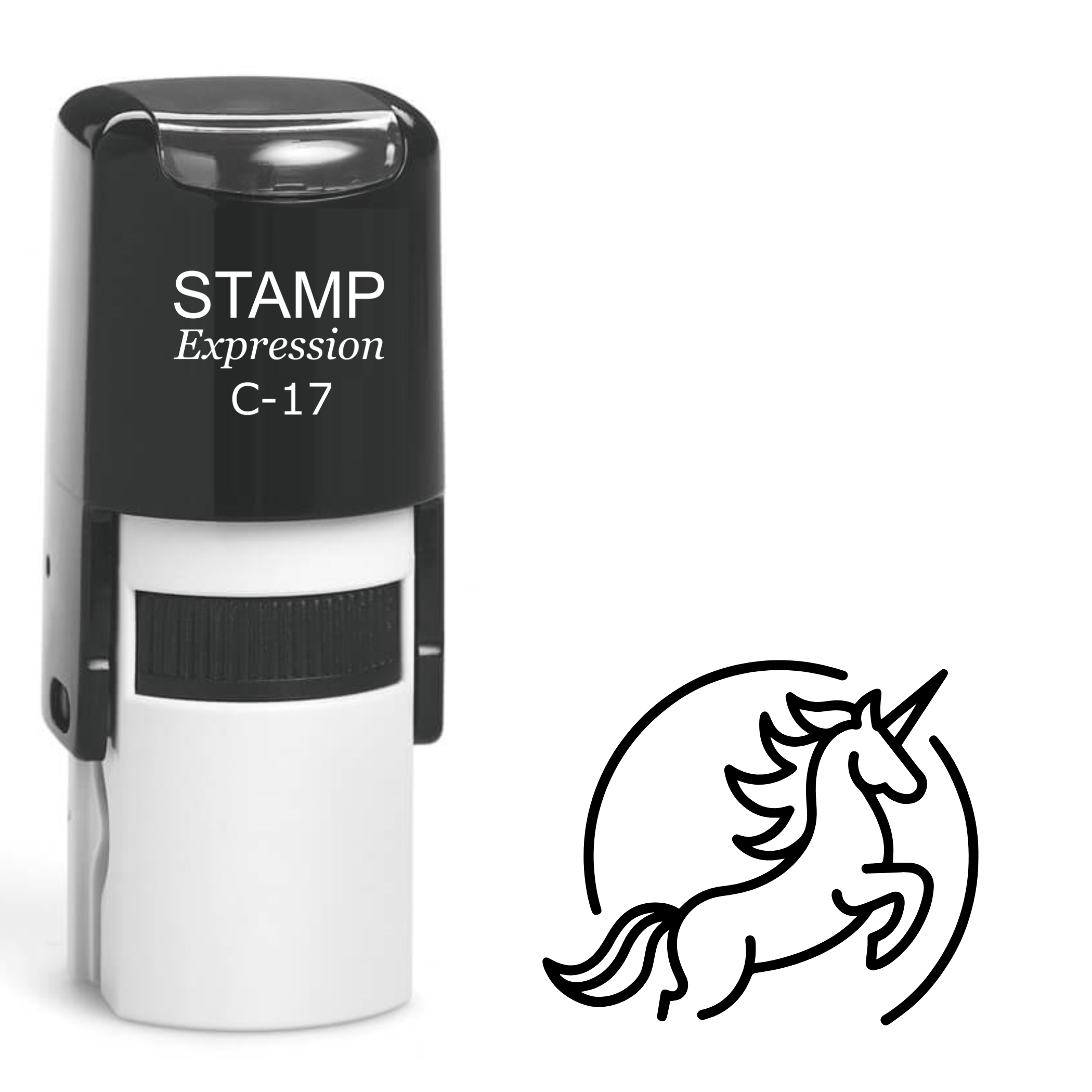 Jumping unicorn in a circle Self Inking Rubber Stamp (SH-63596)