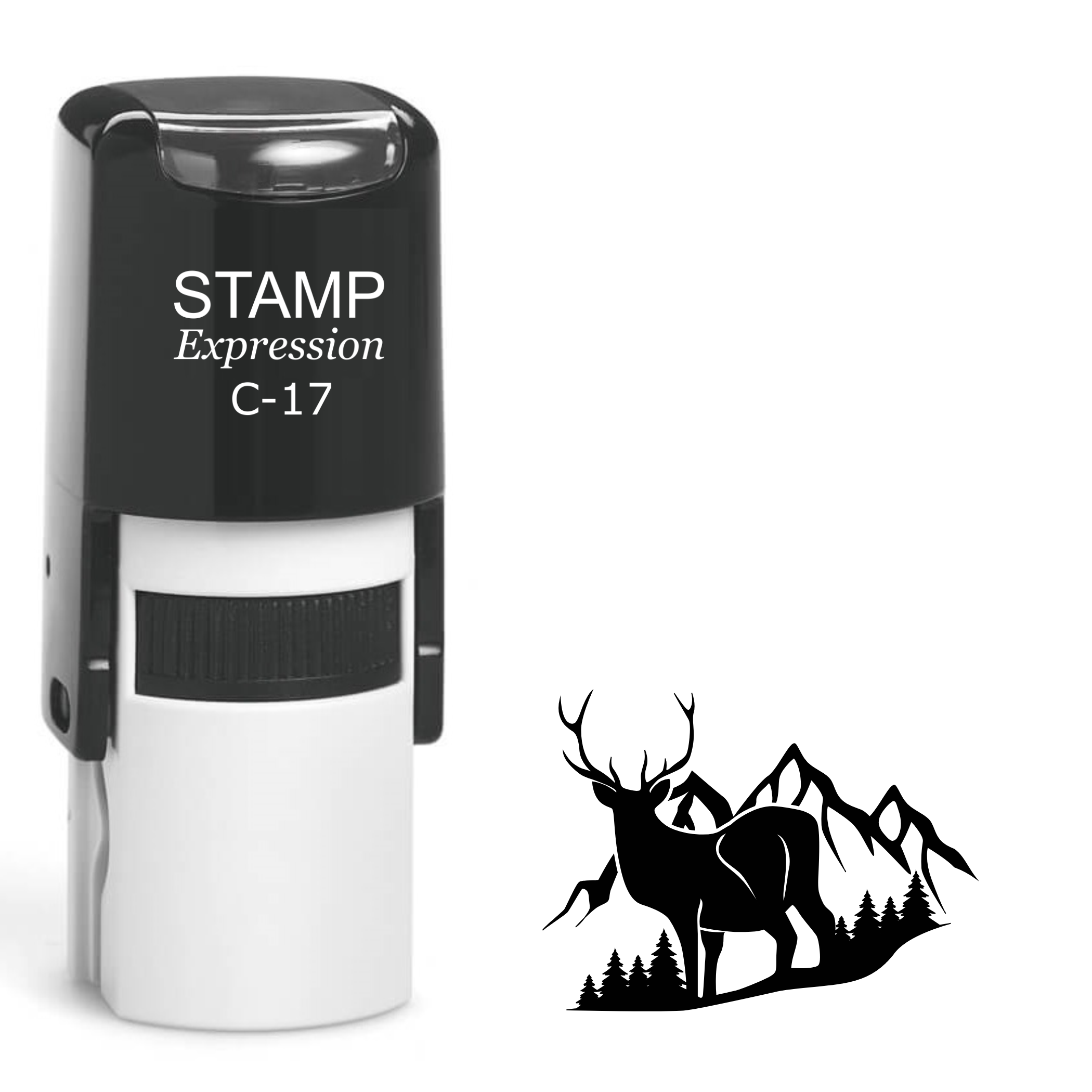 Buck on a mountain range hunting Self Inking Rubber Stamp (SH-63625)