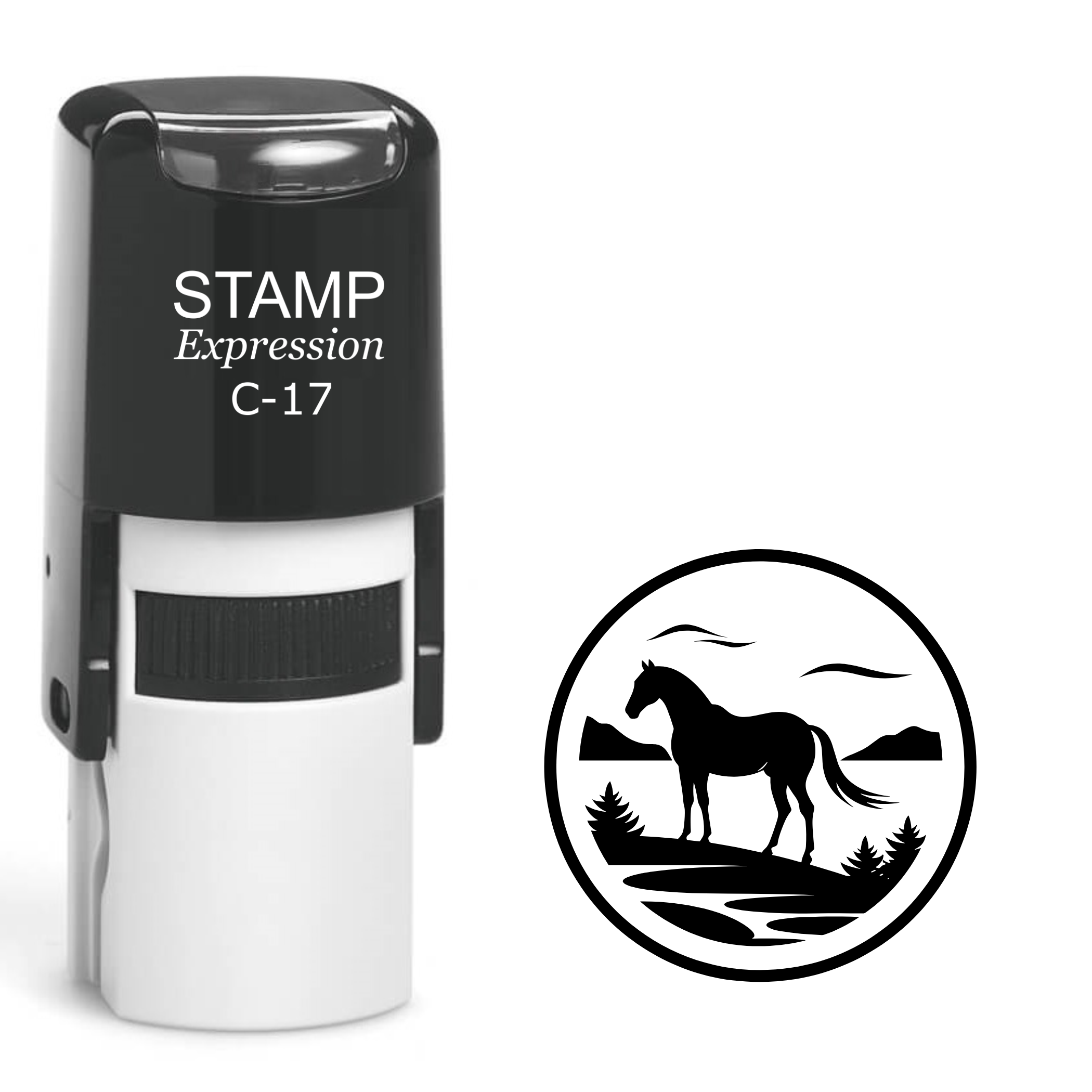 Horse in nature in the circle Self Inking Rubber Stamp (SH-63627)