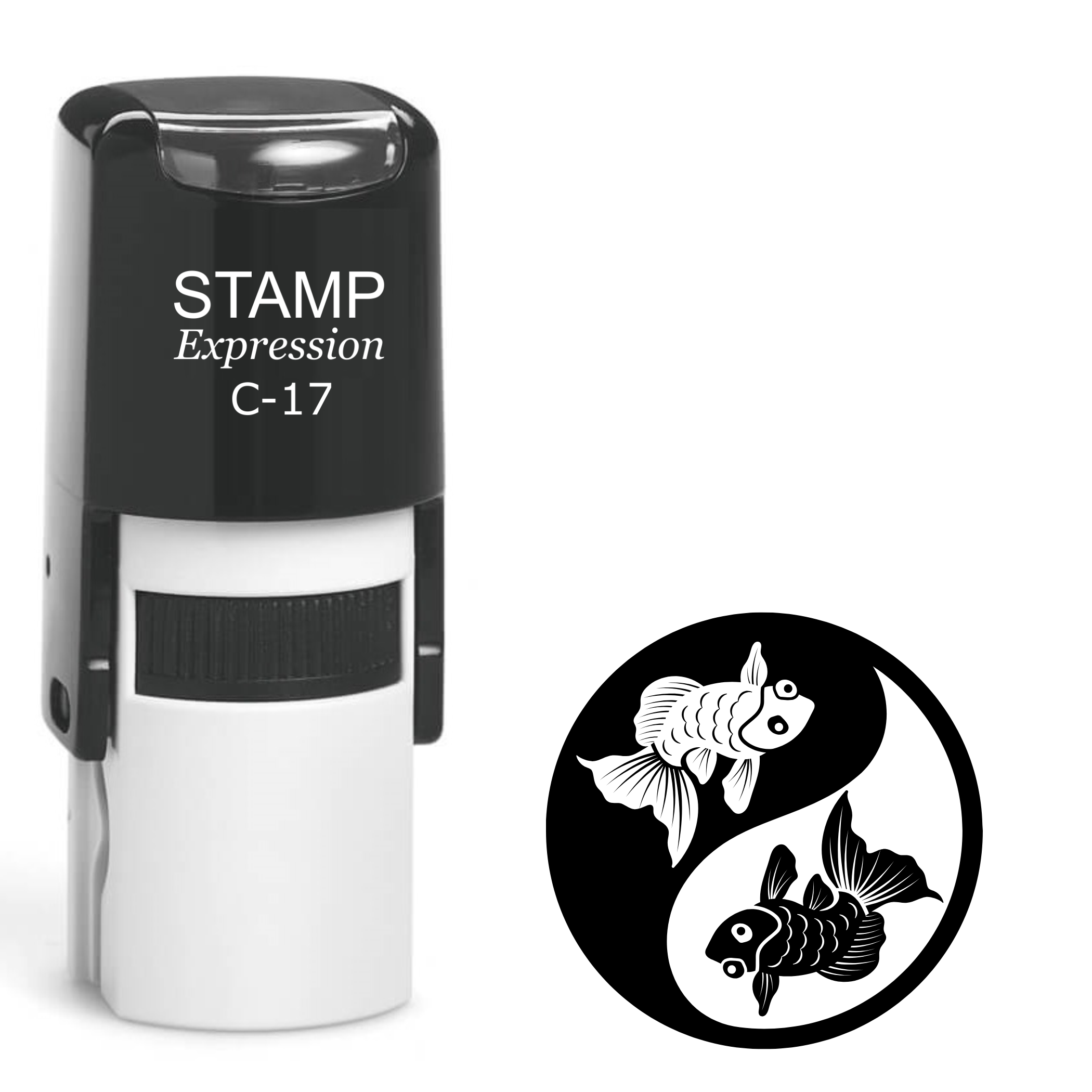 Yin yang koi fish Self Inking Rubber Stamp (SH-63630)