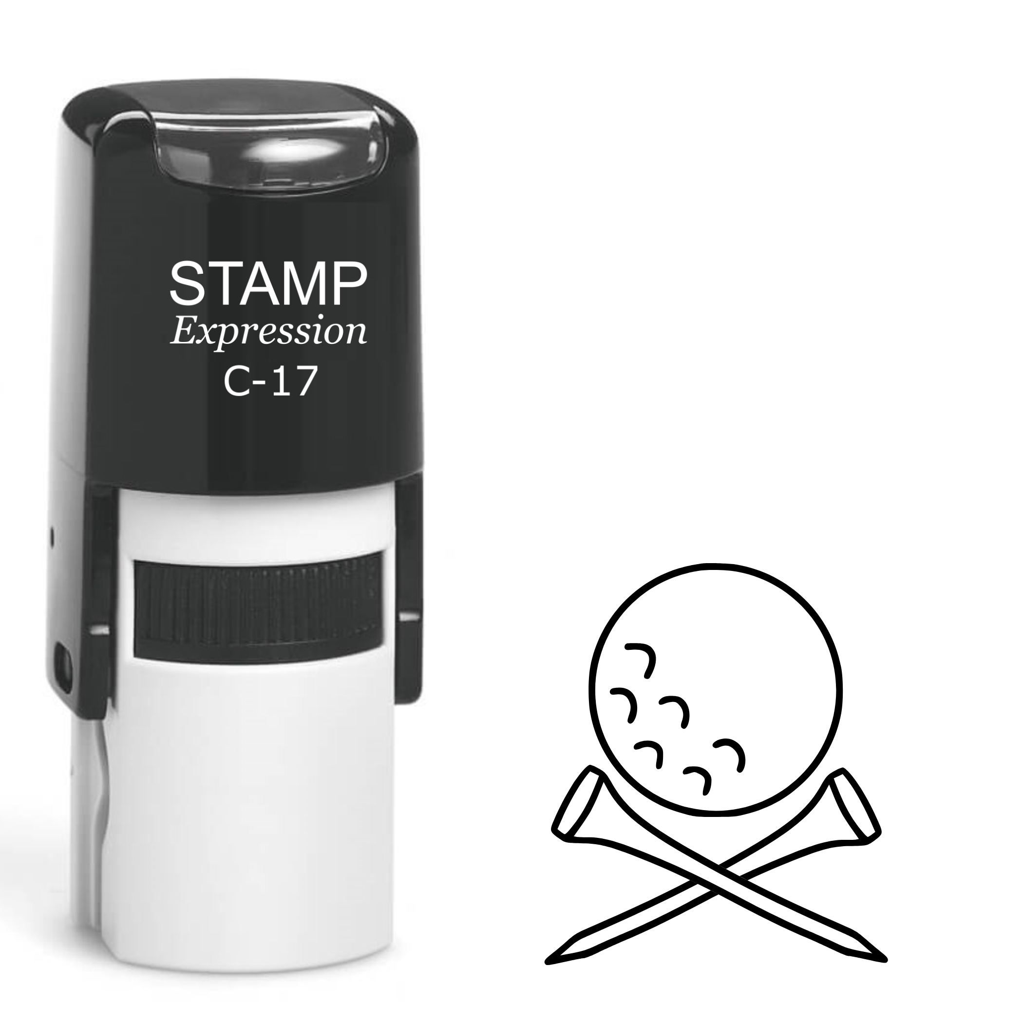 Golf ball with crossed pins outline Self Inking Rubber Stamp (SH-63657)