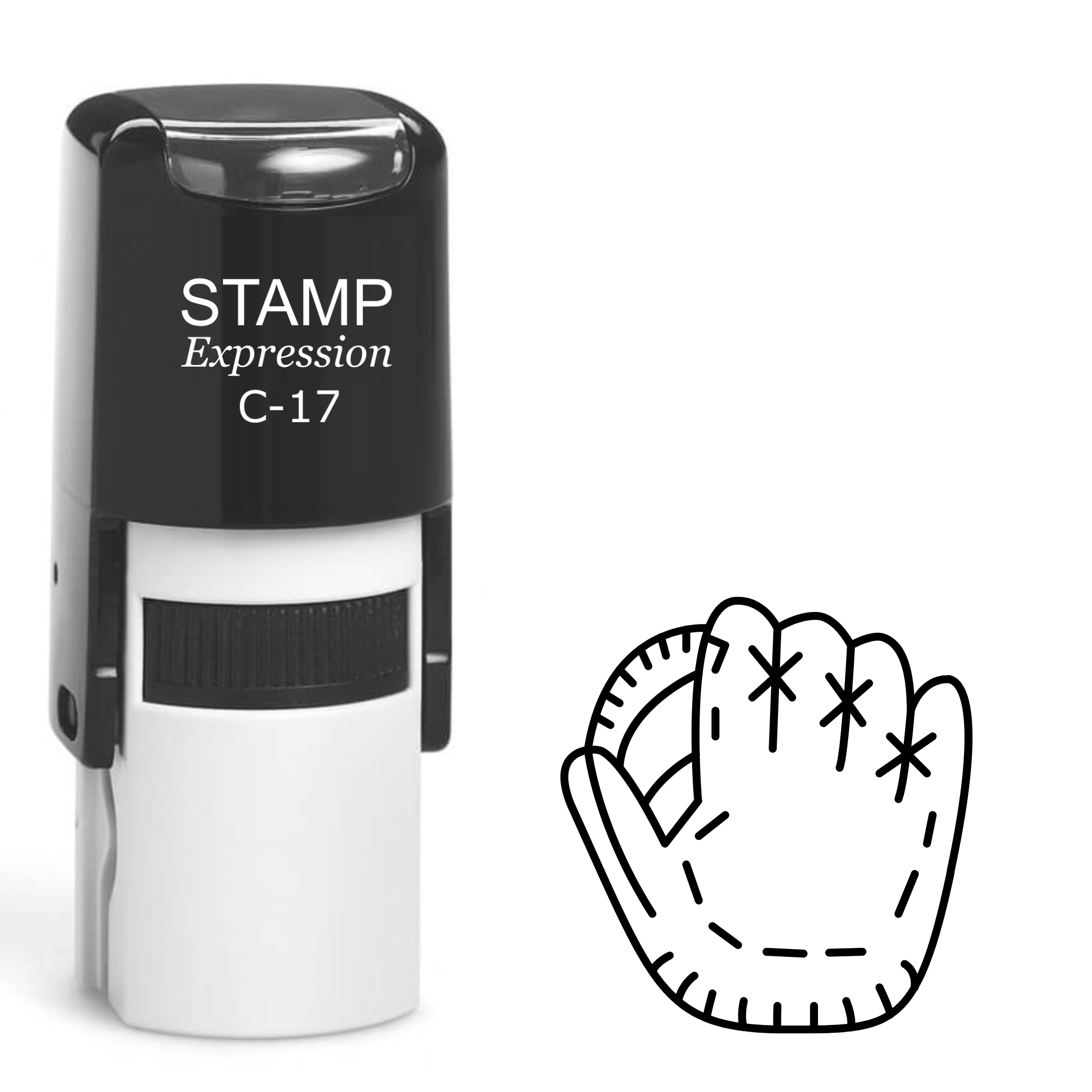 Baseball glove holding ball outline Self Inking Rubber Stamp (SH-63659)