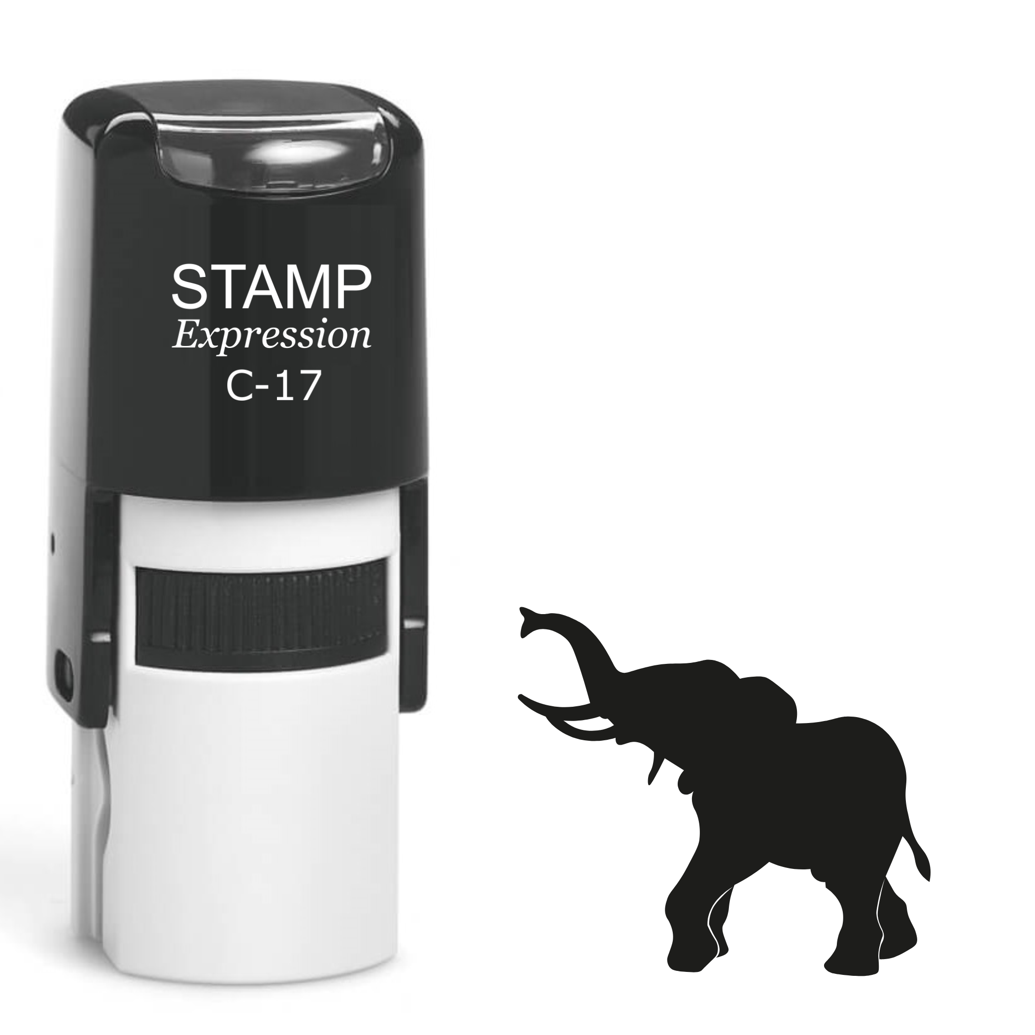 Elephant with trunk up silhouette Self Inking Rubber Stamp (SH-63672)