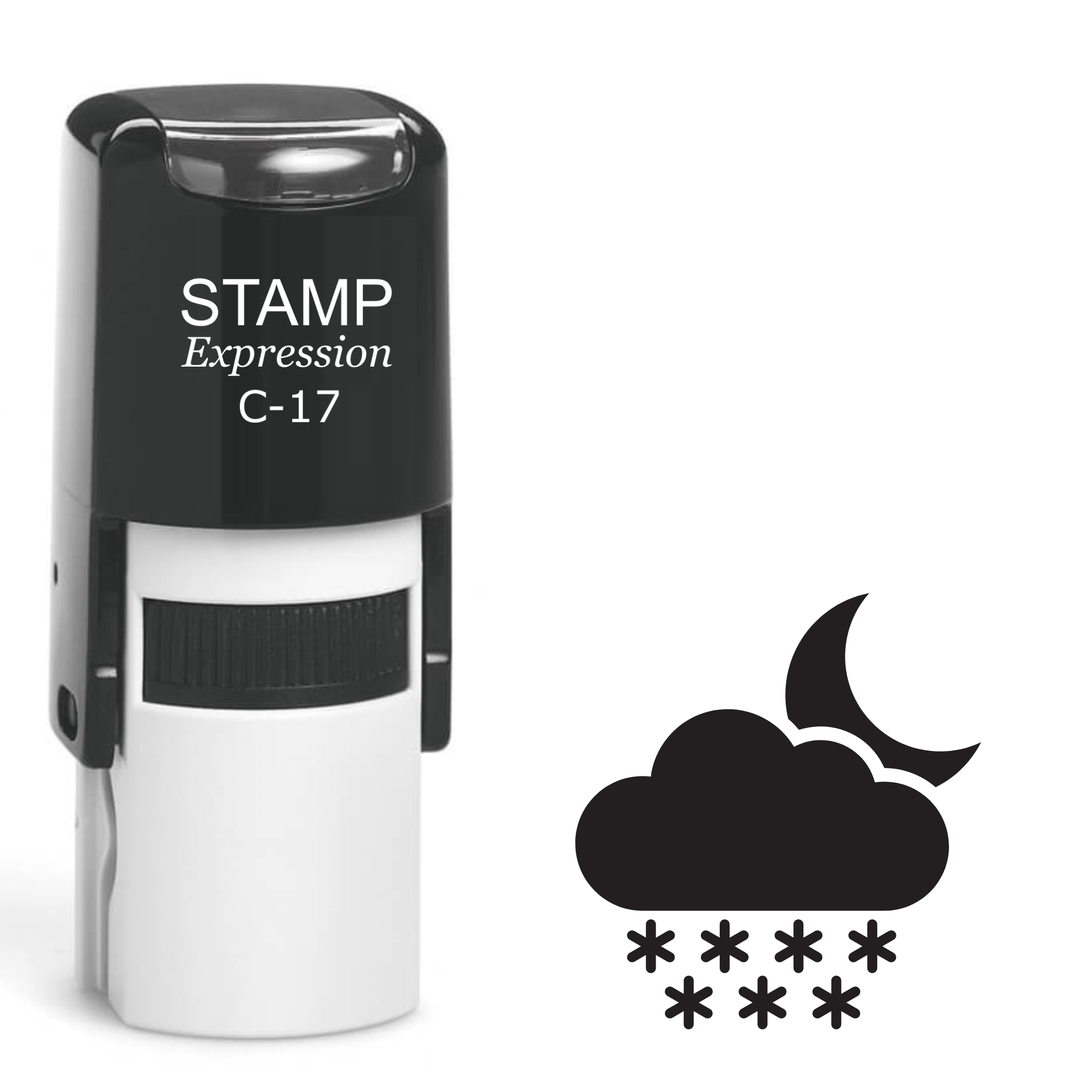 Snowing cloud with moon Self Inking Rubber Stamp (SH-63701)