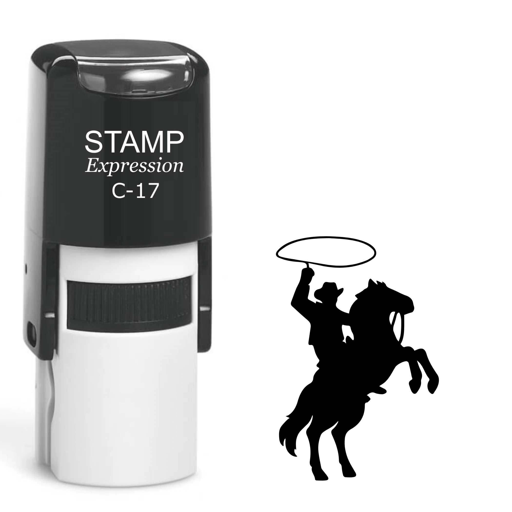 Cowboy with a lasso on the horse Self Inking Rubber Stamp (SH-63731)