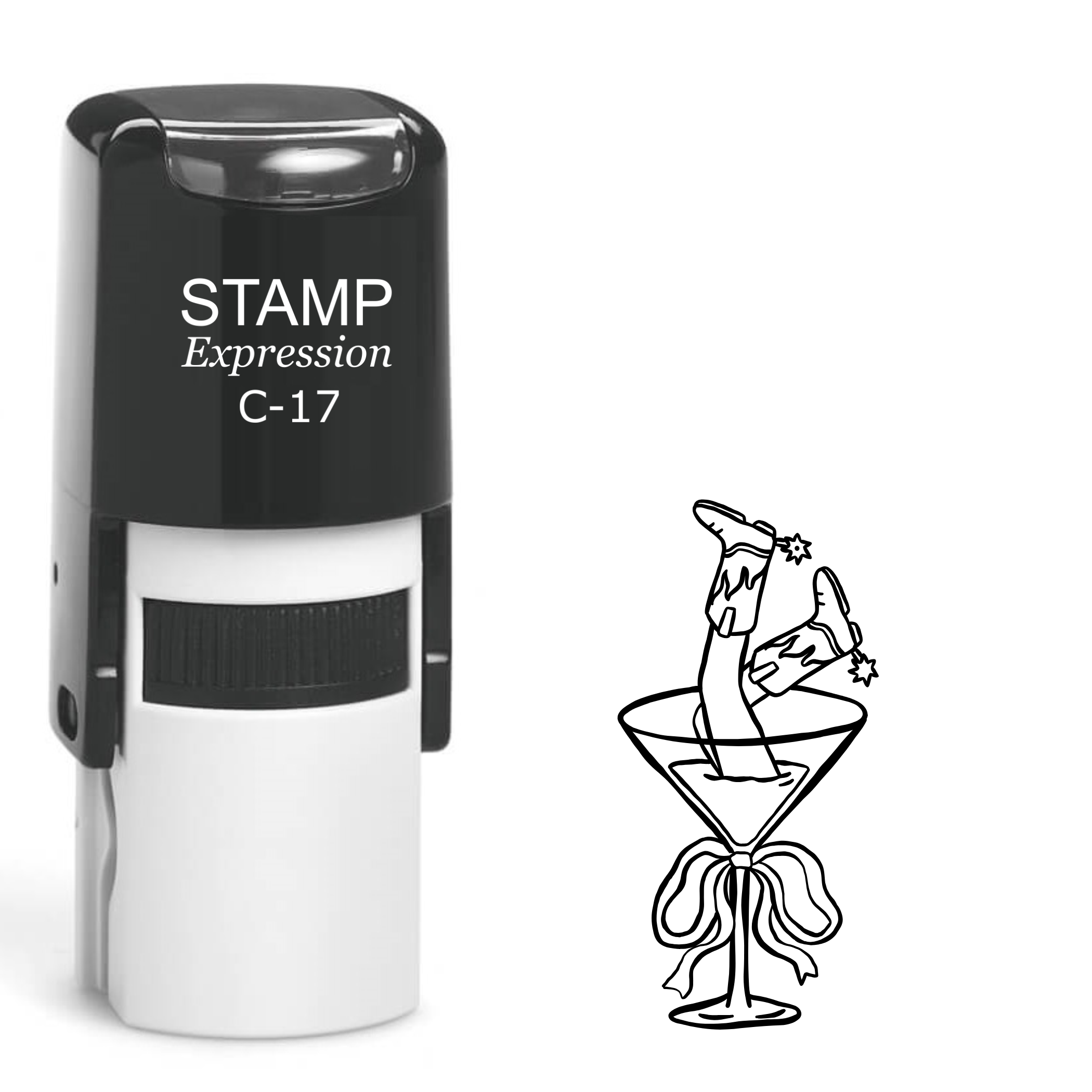 Martini drink with upside-down cowgirl legs Self Inking Rubber Stamp (SH-63736)