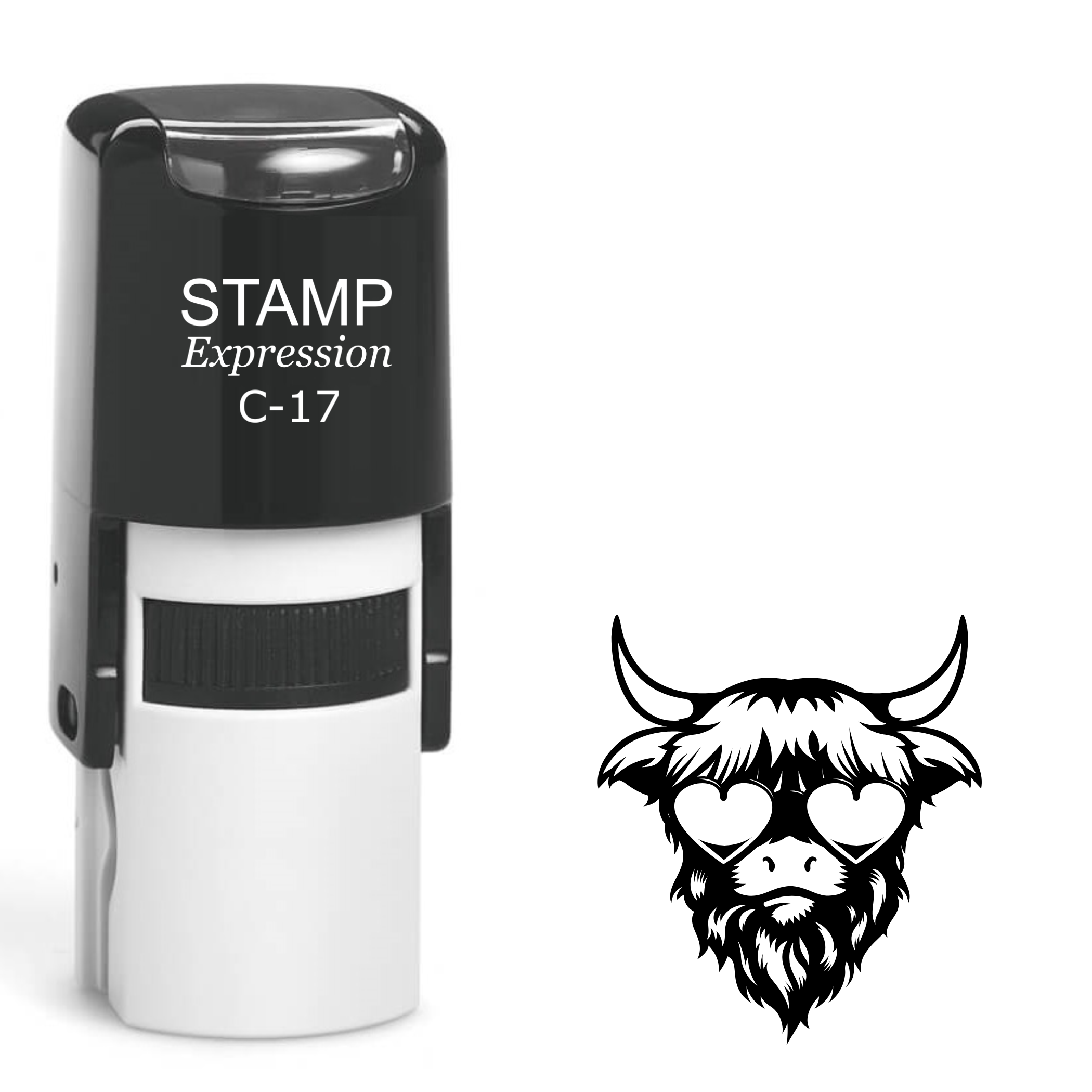 Highland cow head with sunglasses Self Inking Rubber Stamp (SH-63741)