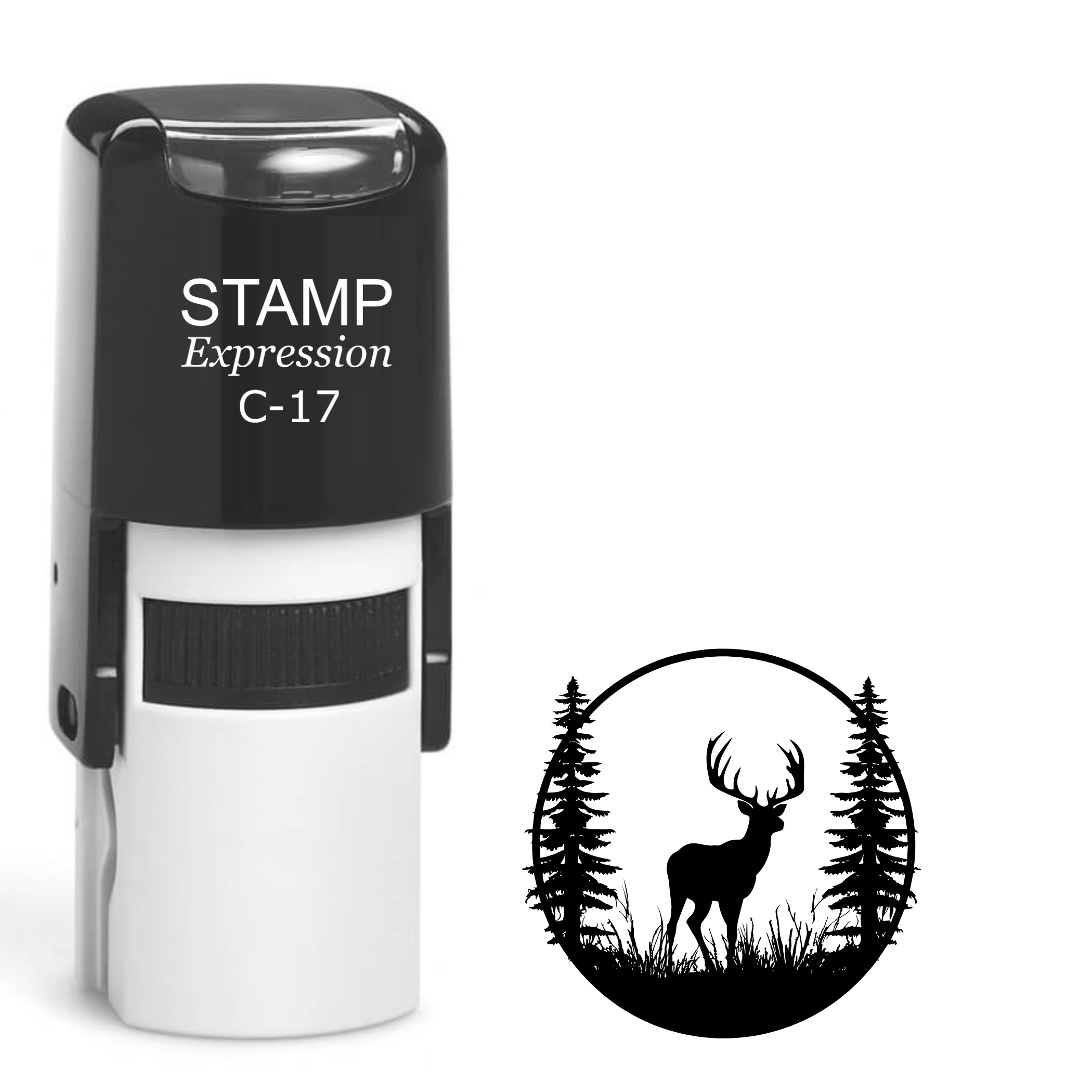 Nature scene with a buck in the circle Self Inking Rubber Stamp (SH-63746)