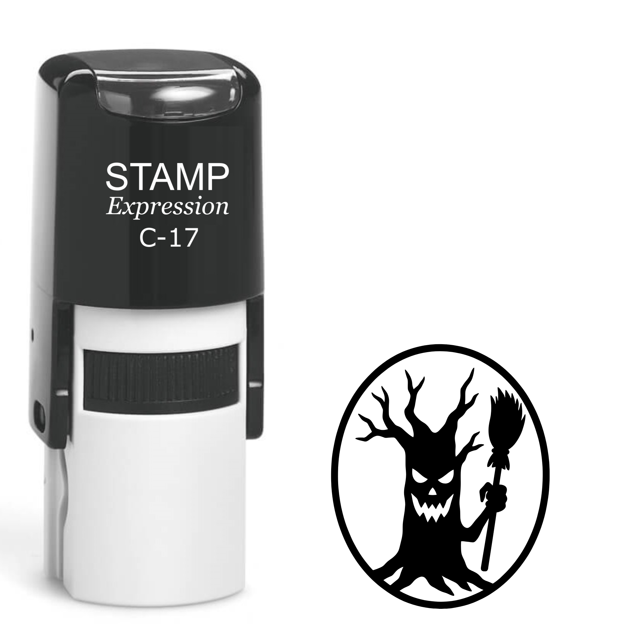 Halloween angry tree in the circle Self Inking Rubber Stamp (SH-63751)