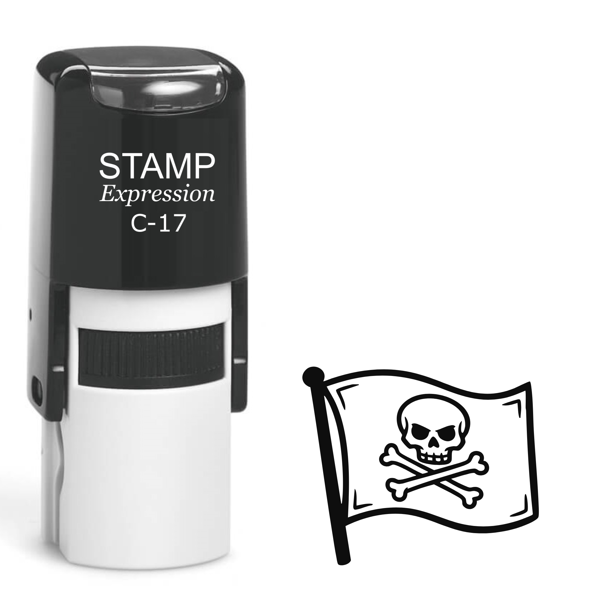 Pirate flag with skull and crossed bones Self Inking Rubber Stamp (SH-