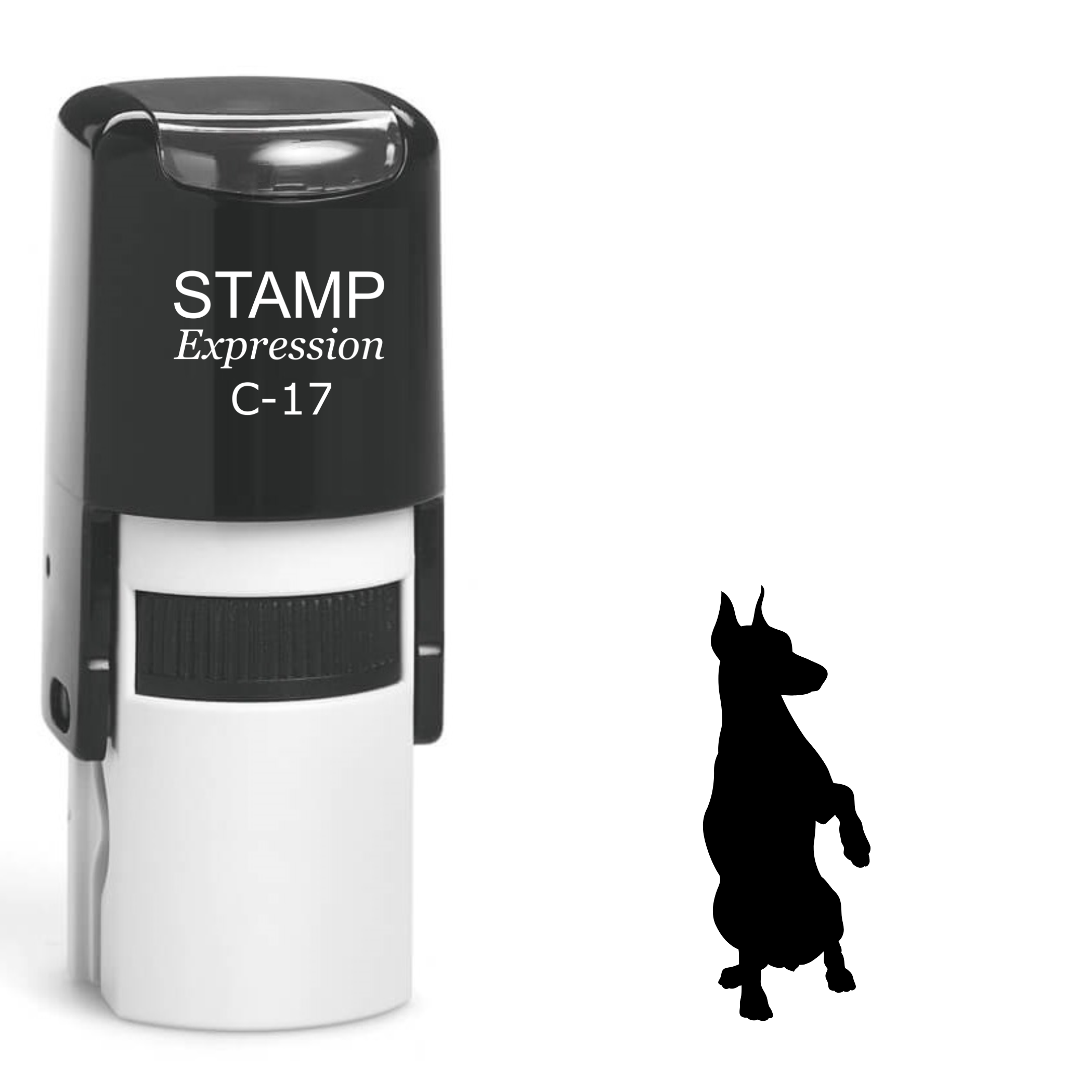 Doberman dog silhouette Self Inking Rubber Stamp (SH-63763)