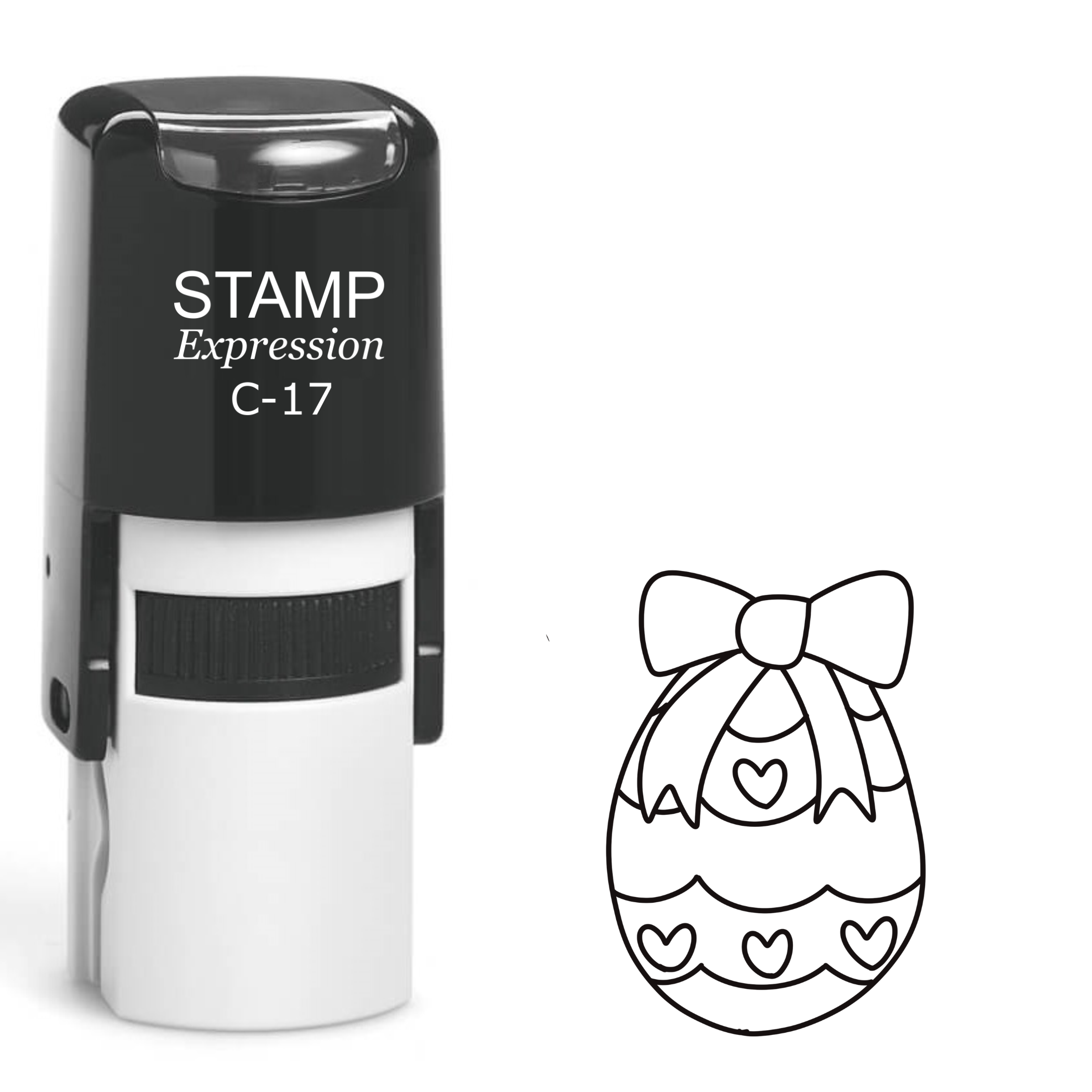 Easter egg with hearts and bow Self Inking Rubber Stamp (SH-63764)