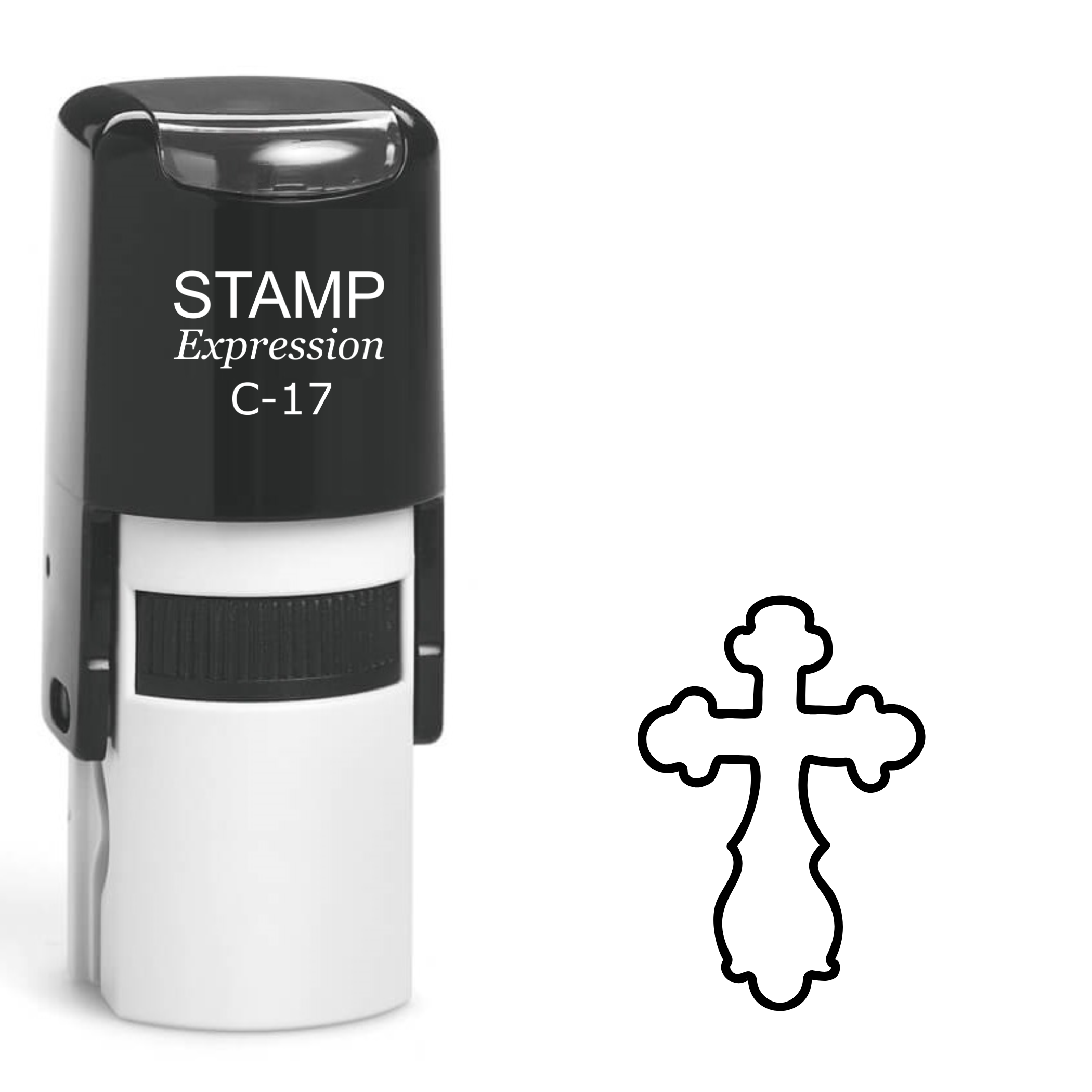 Ornate cross outline Self Inking Rubber Stamp (SH-63792)