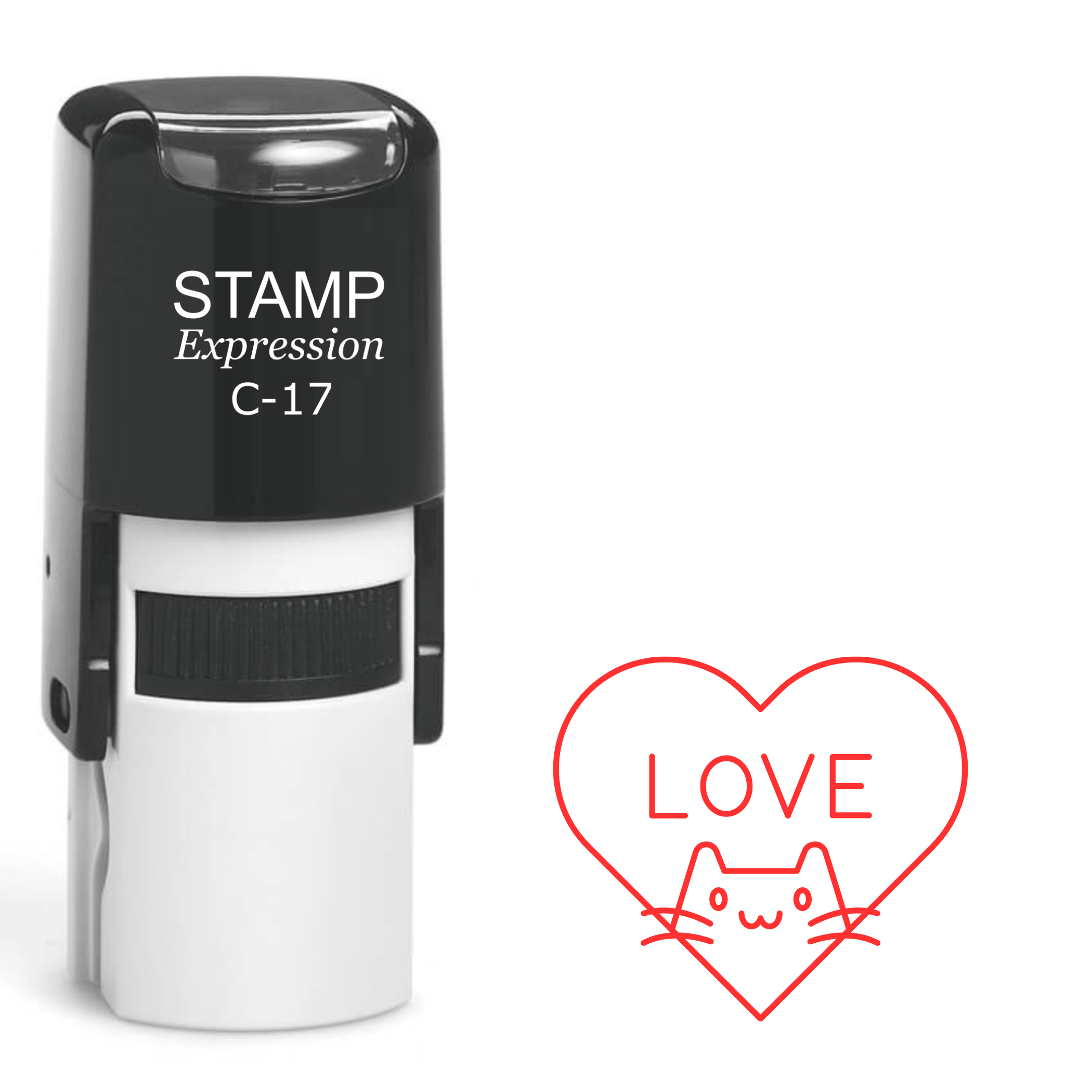Love cat heart Self Inking Rubber Stamp (SH-63793)