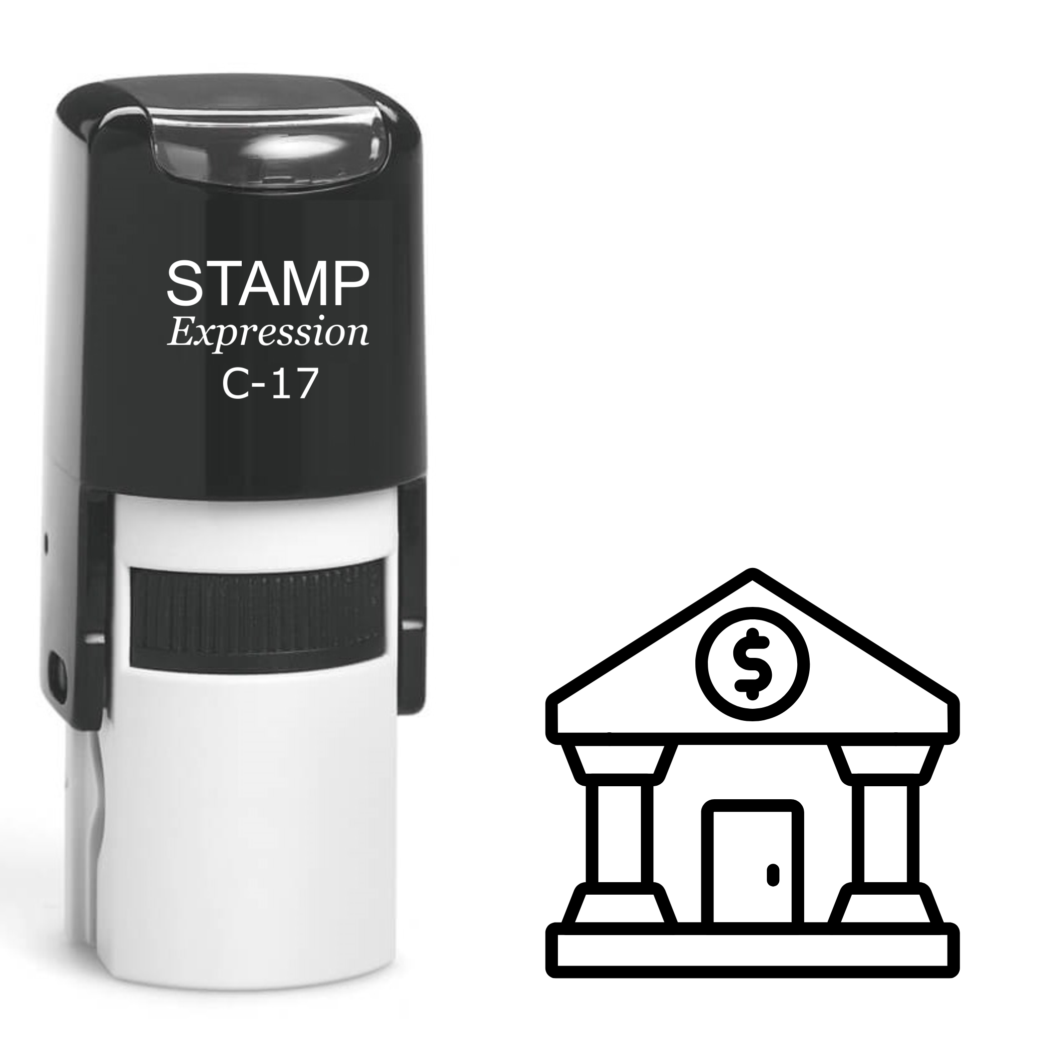 Bank with dollar sign outline Self Inking Rubber Stamp (SH-63806)