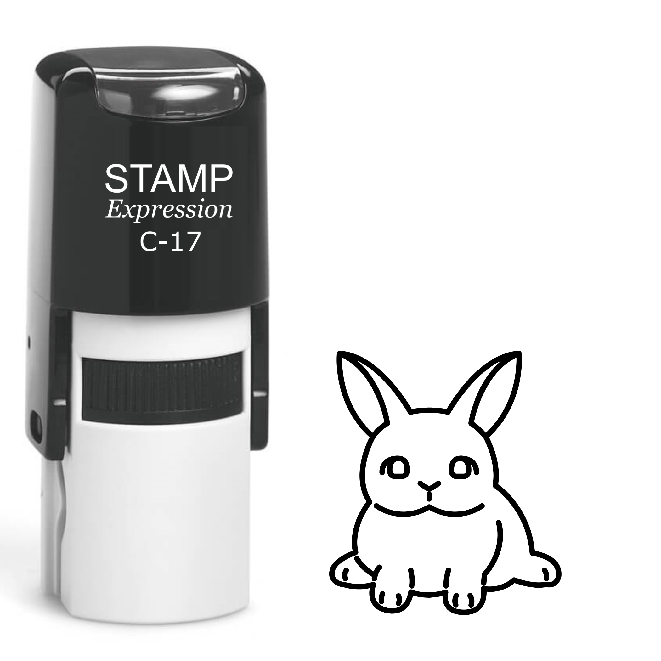 Fluffy rabbit outline Self Inking Rubber Stamp (SH-63847)