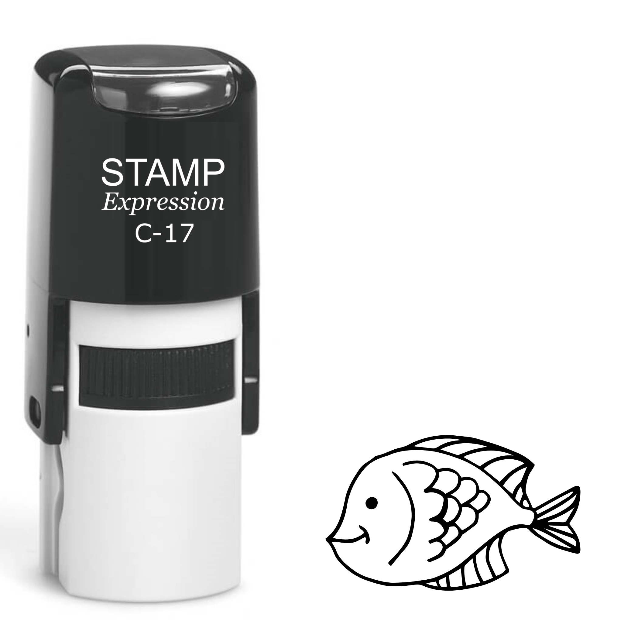 Smiling fish outline Self Inking Rubber Stamp (SH-63871)