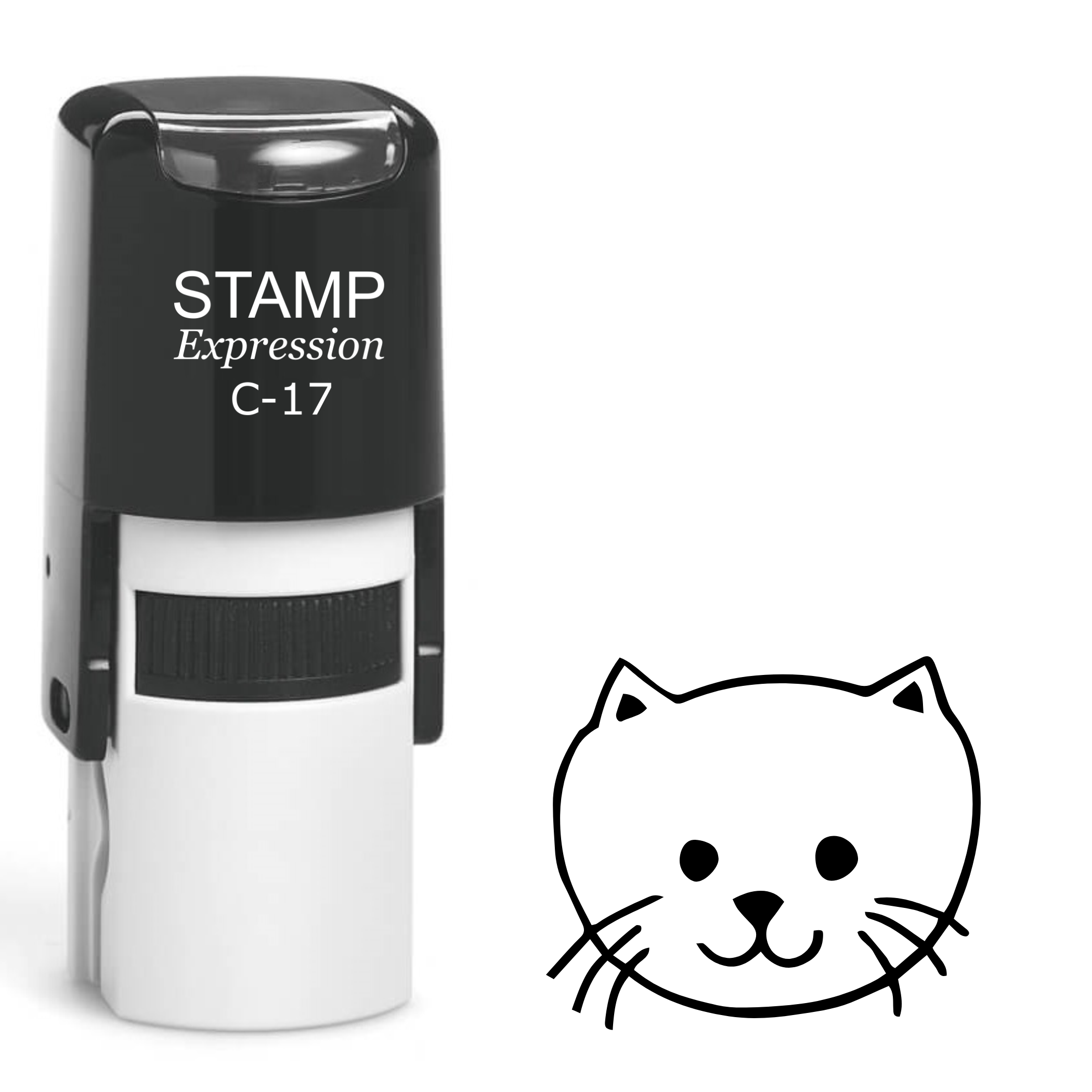 Cartoonish cat head outline Self Inking Rubber Stamp (SH-63875)