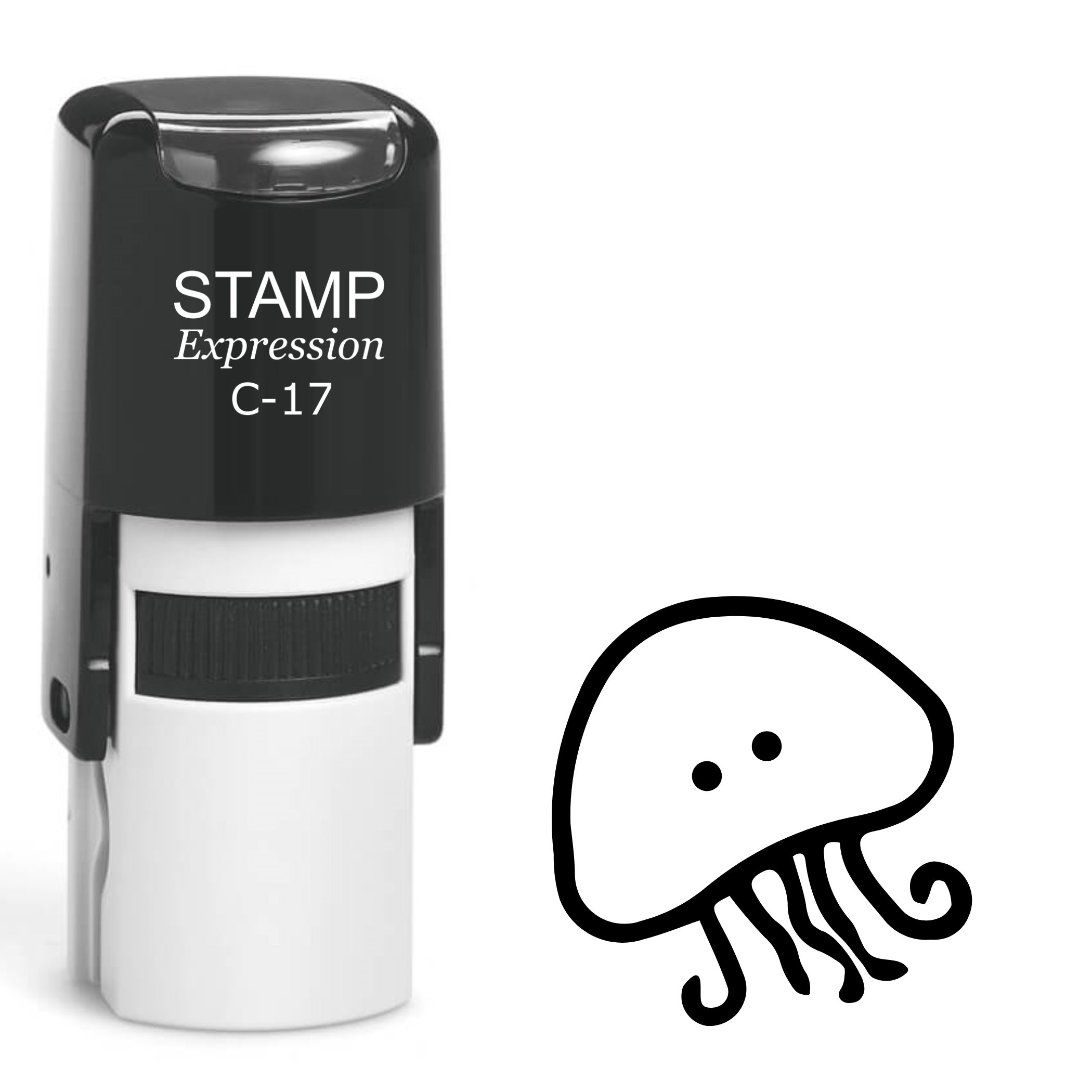 Jellyfish with eyes outline Self Inking Rubber Stamp (SH-63878)