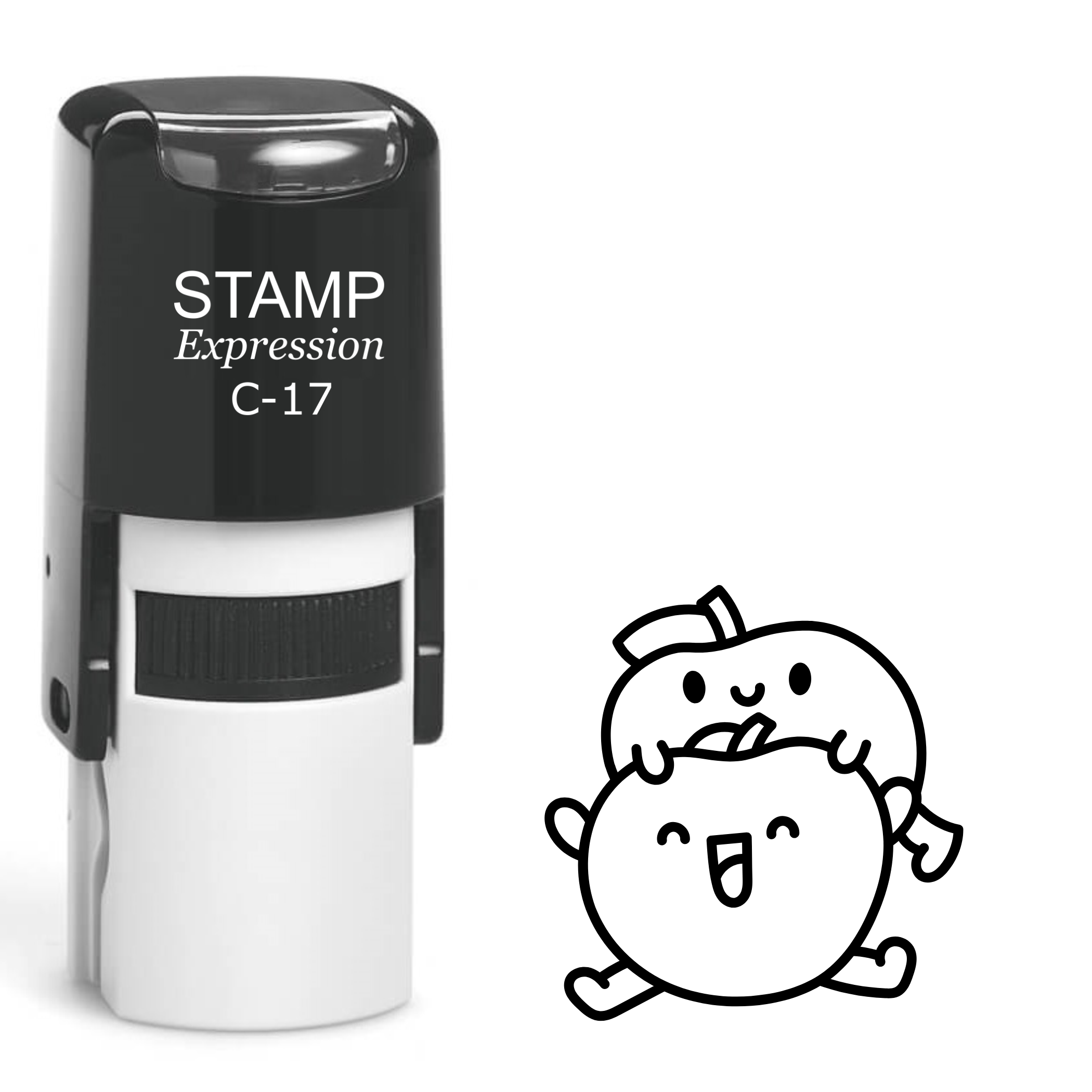 Cawaii apple outline Self Inking Rubber Stamp (SH-63886)