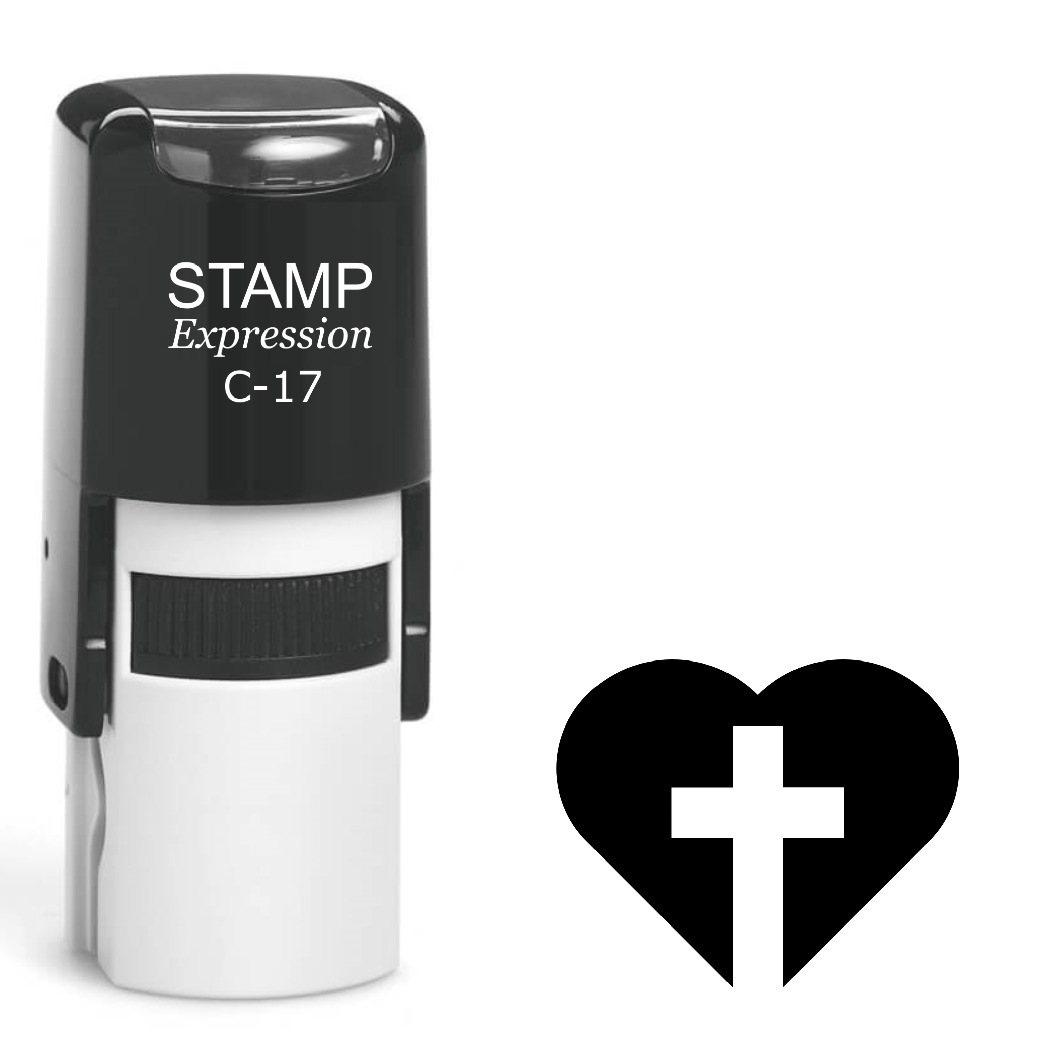 Heart with large cross inside Self Inking Rubber Stamp (SH-63895)
